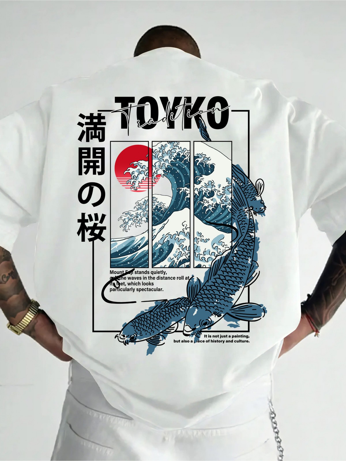 Kanagawa Wave Koi Fish T Shirt Japanese Art Graphic Streetwear Casual Tee