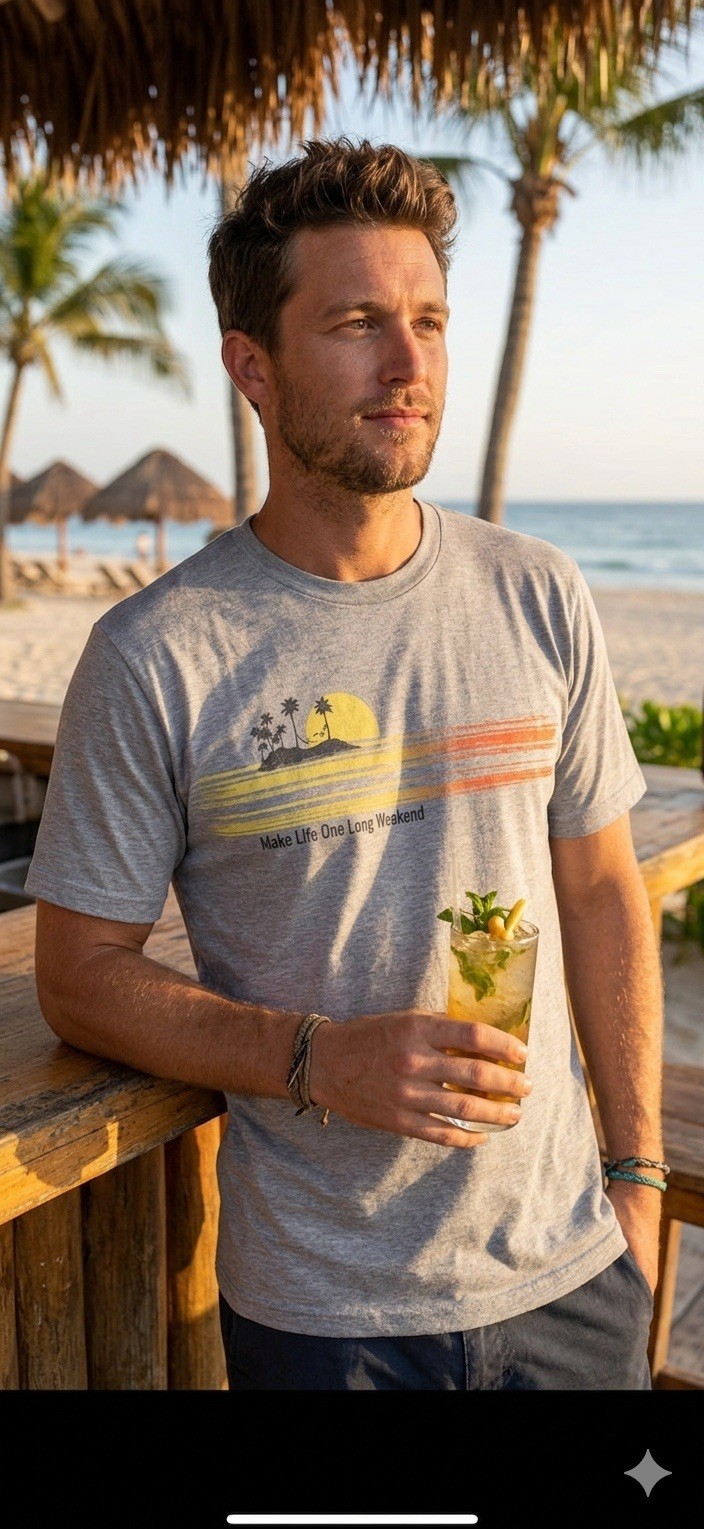 $45 TOMMY BAHAMA Heather Grey LONG WEEKEND Relaxed Fit Short Sleeve T-shirt NWT