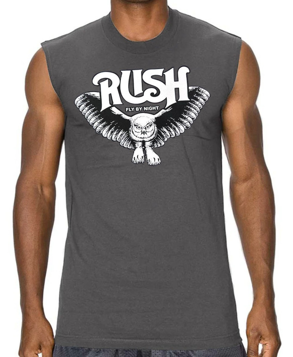 Rush Fly By Night Rock Band Men’s Muscle Shirt (Multiple Colors)