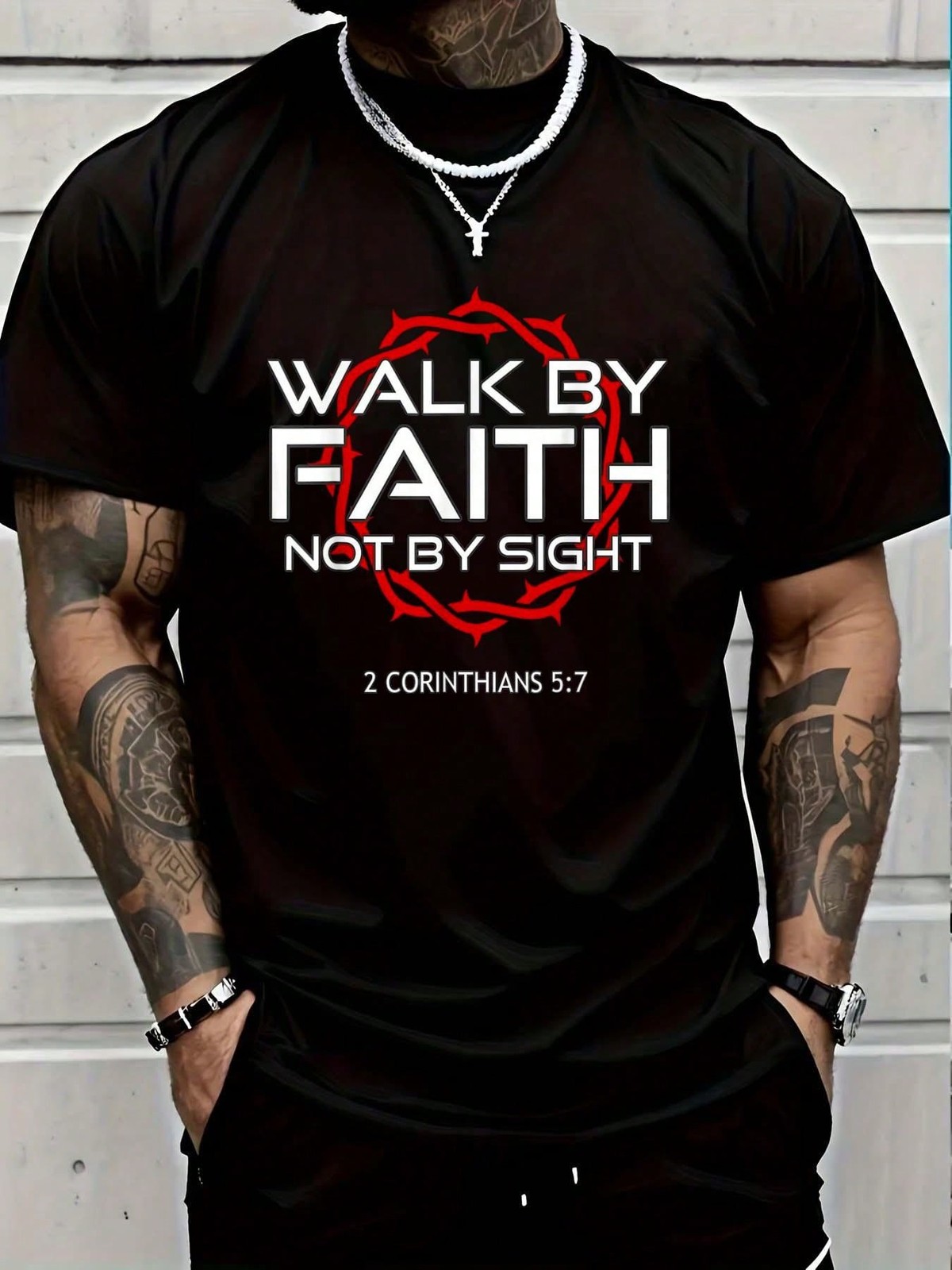 100% Cotton Jesus Walk By Faith Christian T-Shirt