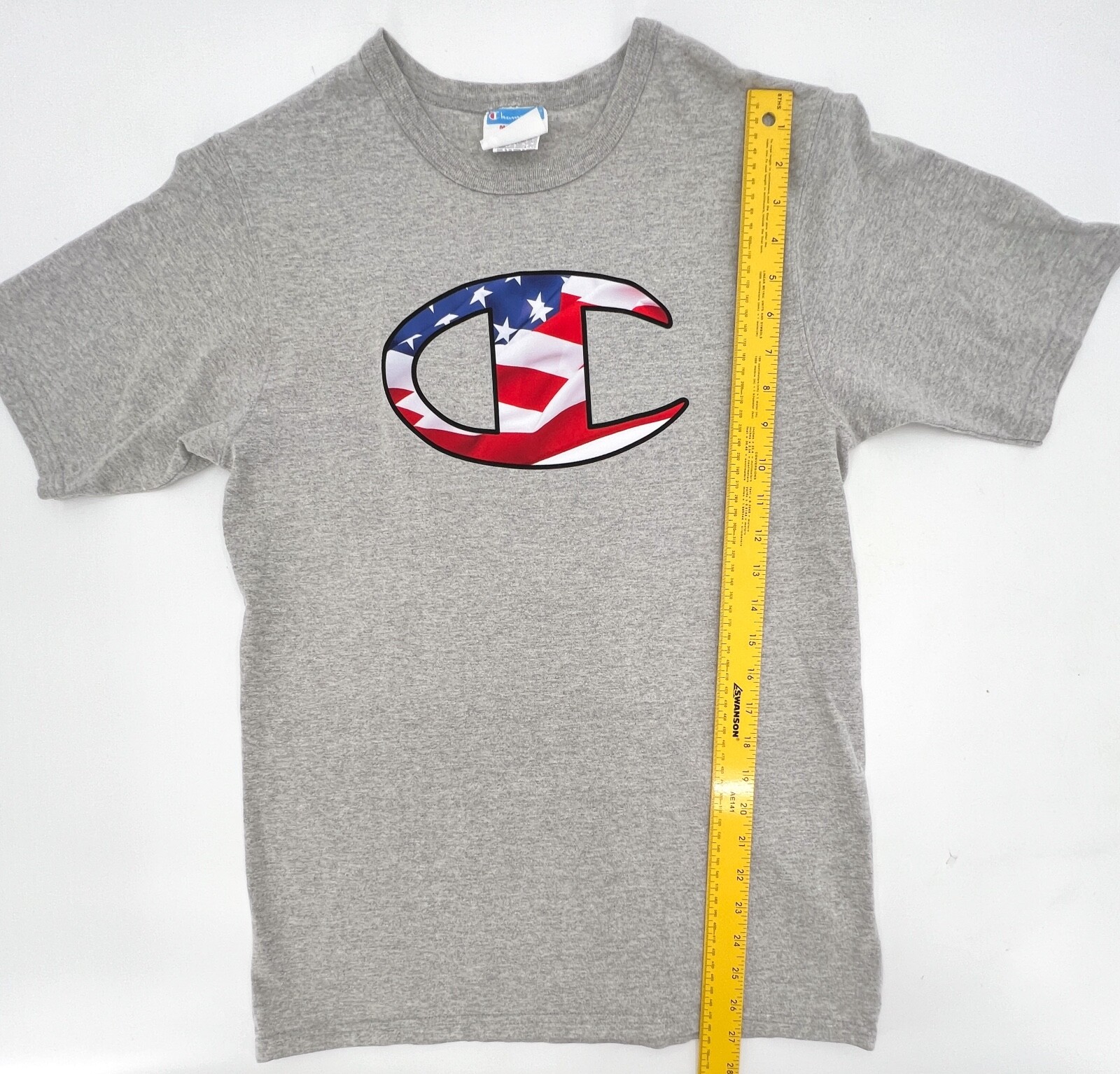 Champion Shirt Men Teens Medium Gray Short Sleeve Pull on Logo