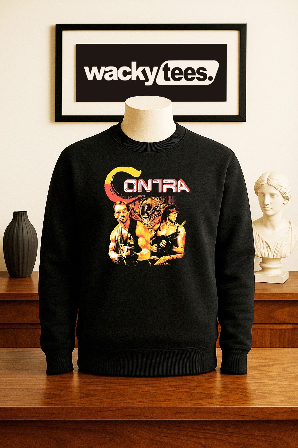 Contra War 80s Schwarzenegger Stallone Gaming NES Cover Graphic Tee Shirt