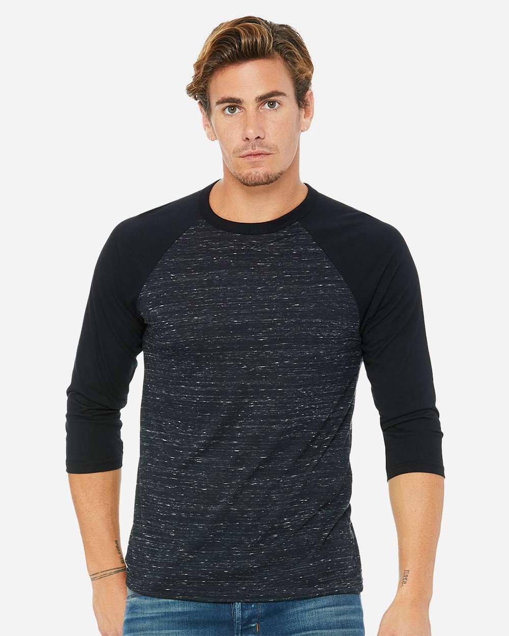 🔥 Bella + Canvas Men Three-quarter Sleeve Blend Baseball T Shirt Up To 2XL 3200