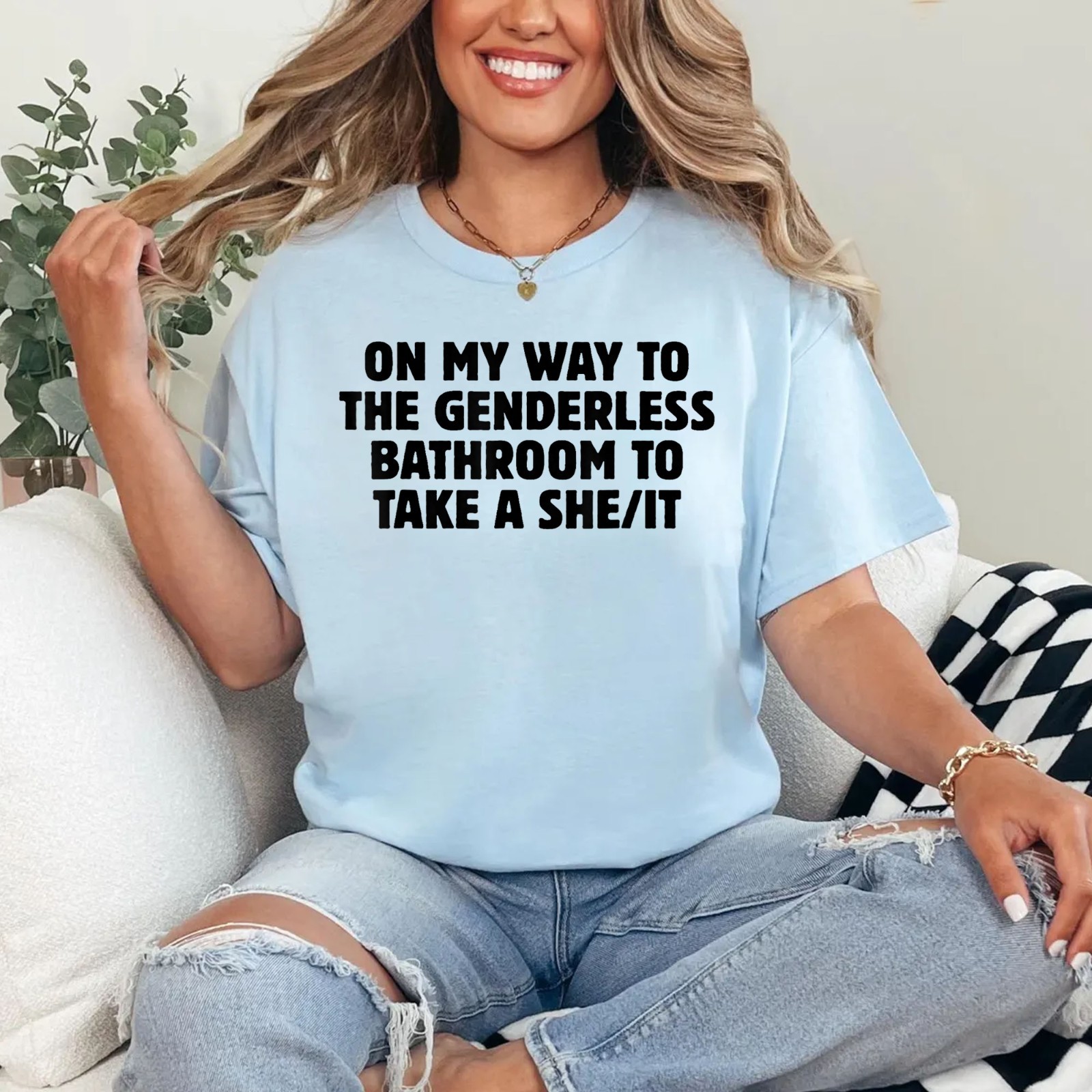 On My Way To The Genderless Bathroom To Tak a She/It T-Shirt