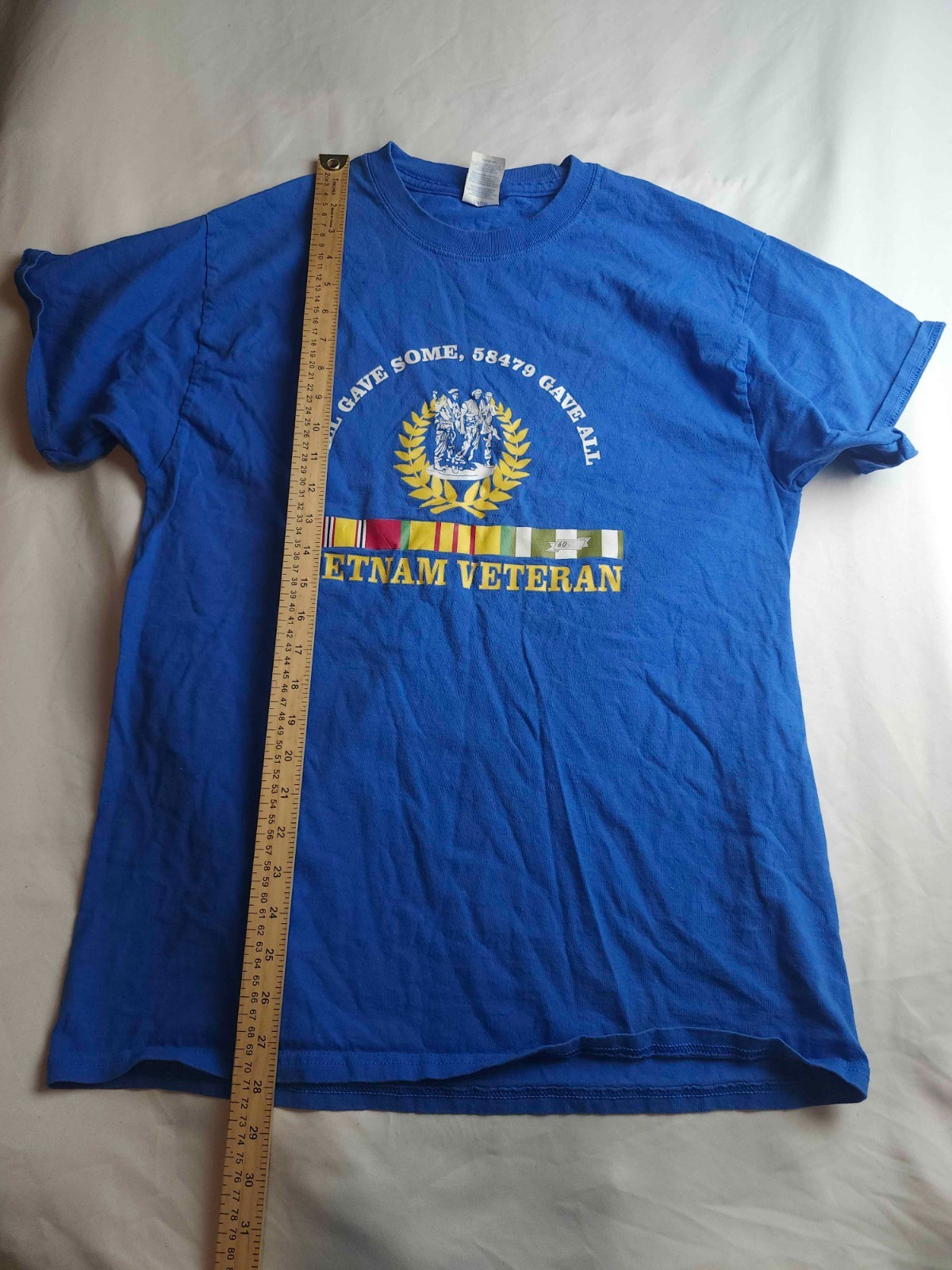 Vietnam Veteran T-Shirt Mens L Blue Graphic Patriotic Military Retro Americana