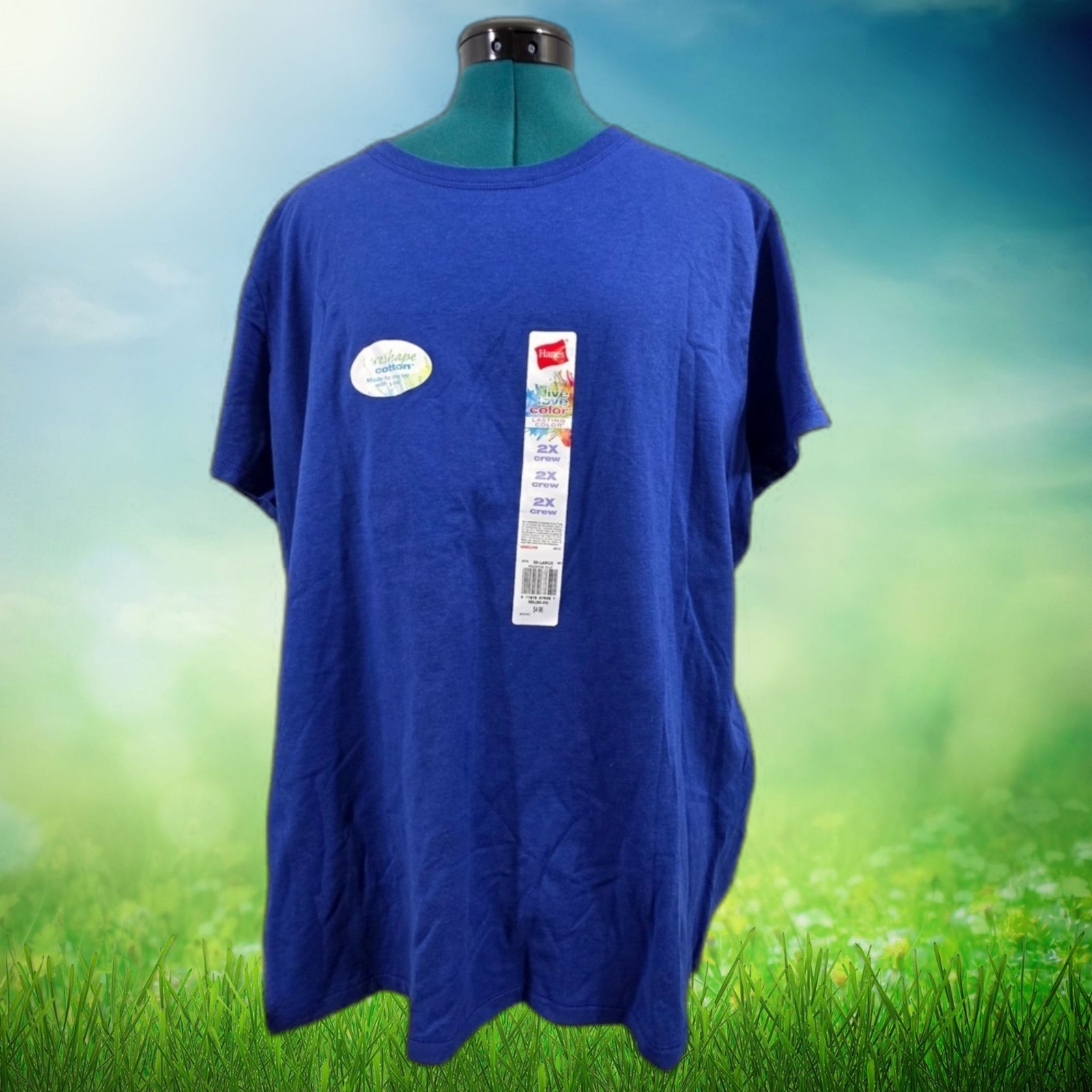 Hanes Men’s Short Sleeve Blue T-Shirt Crewneck ComfortBlend Sz – 2XL