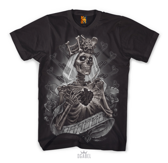 OGABEL OG ABEL CLOTHING MUERTE SKULL TATTED TATTOO INK MEN BLACK TEE SHIRT S-4XL