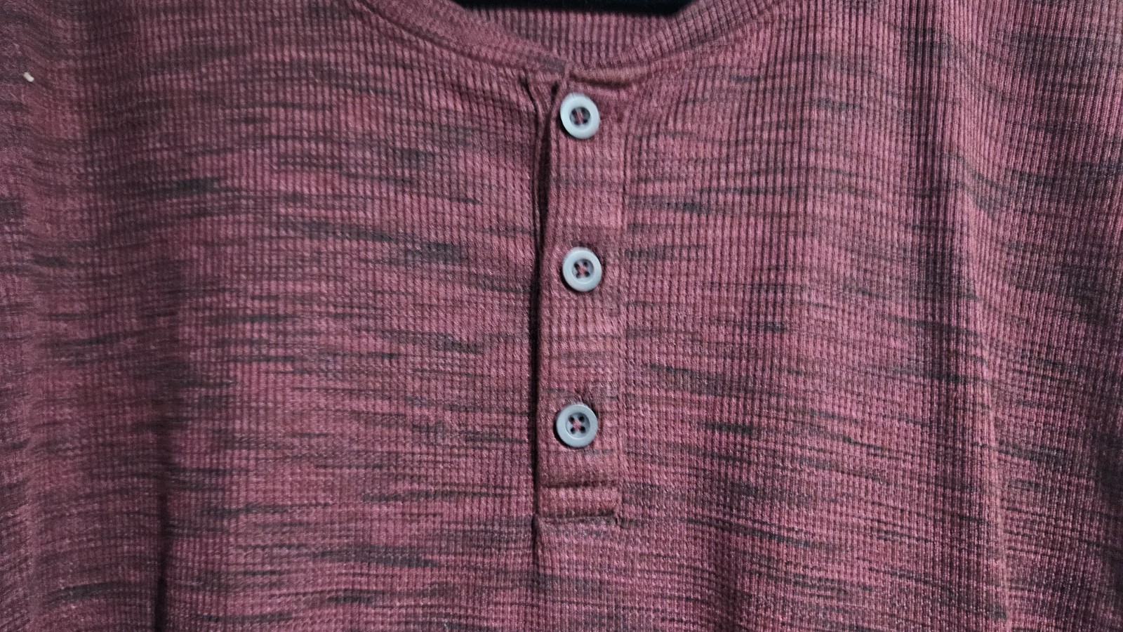 Carbon Men’s Long Sleeve XXL Henley Shirt Burgundy Waffle Knit 3 Buttons