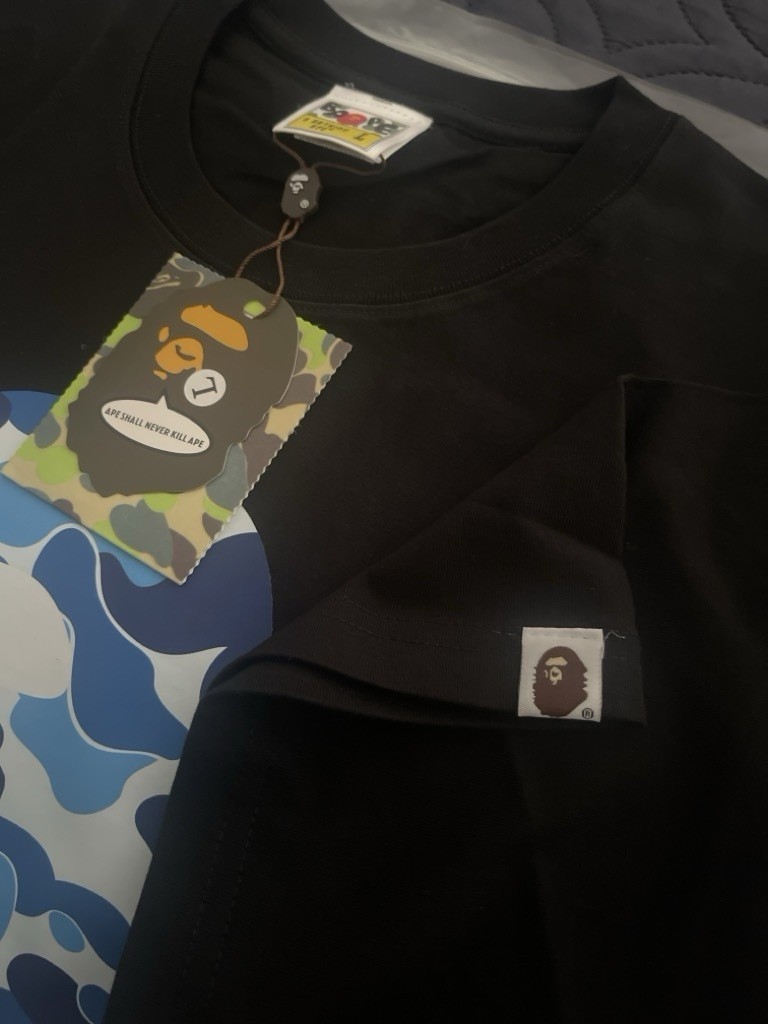 A Bathing Ape BAPE Black Blue Camo Big Ape Head Graphic Tee Men’s L