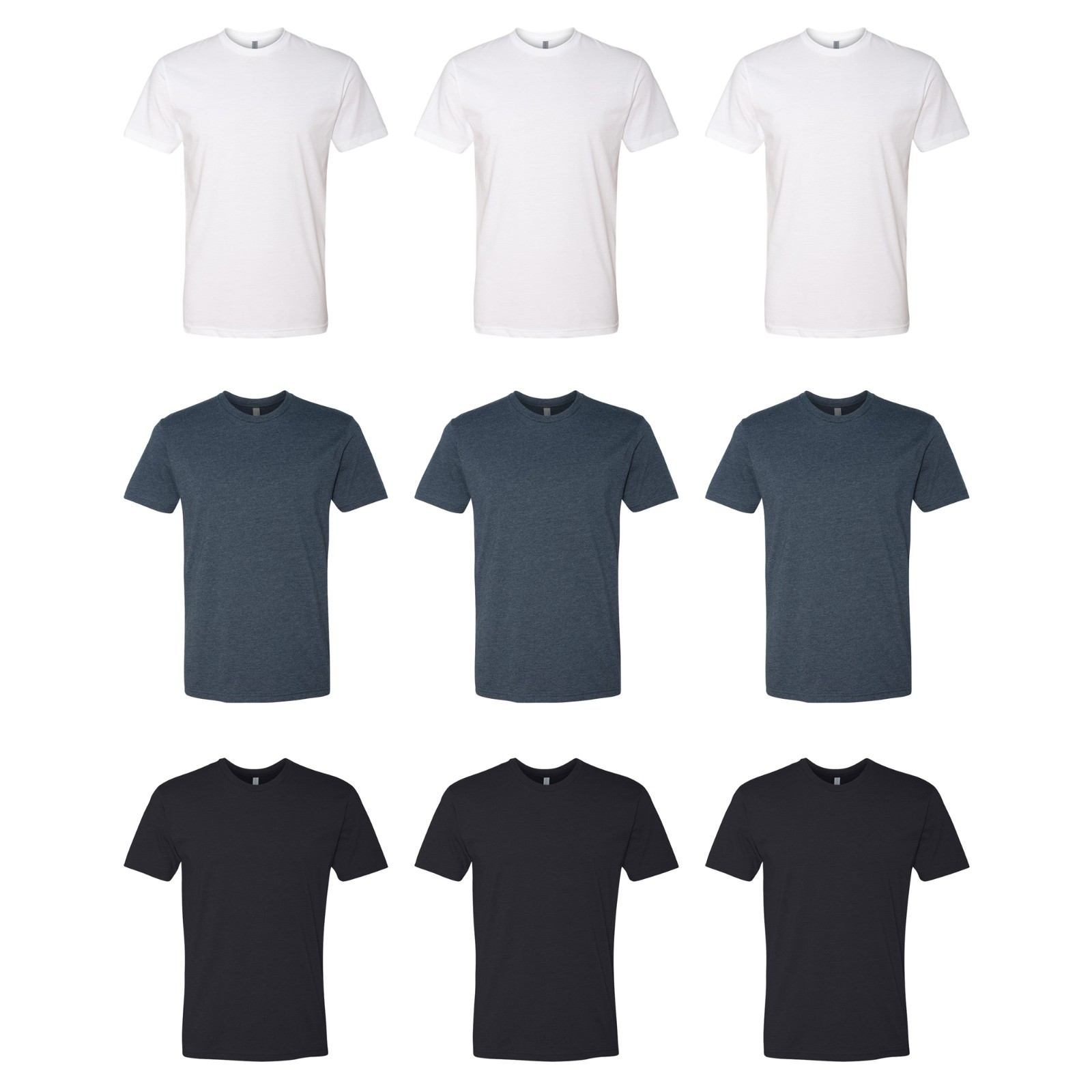 White-3 Midnight Navy-3 Black-3 Size XL Next Level 6210 T-Shirts