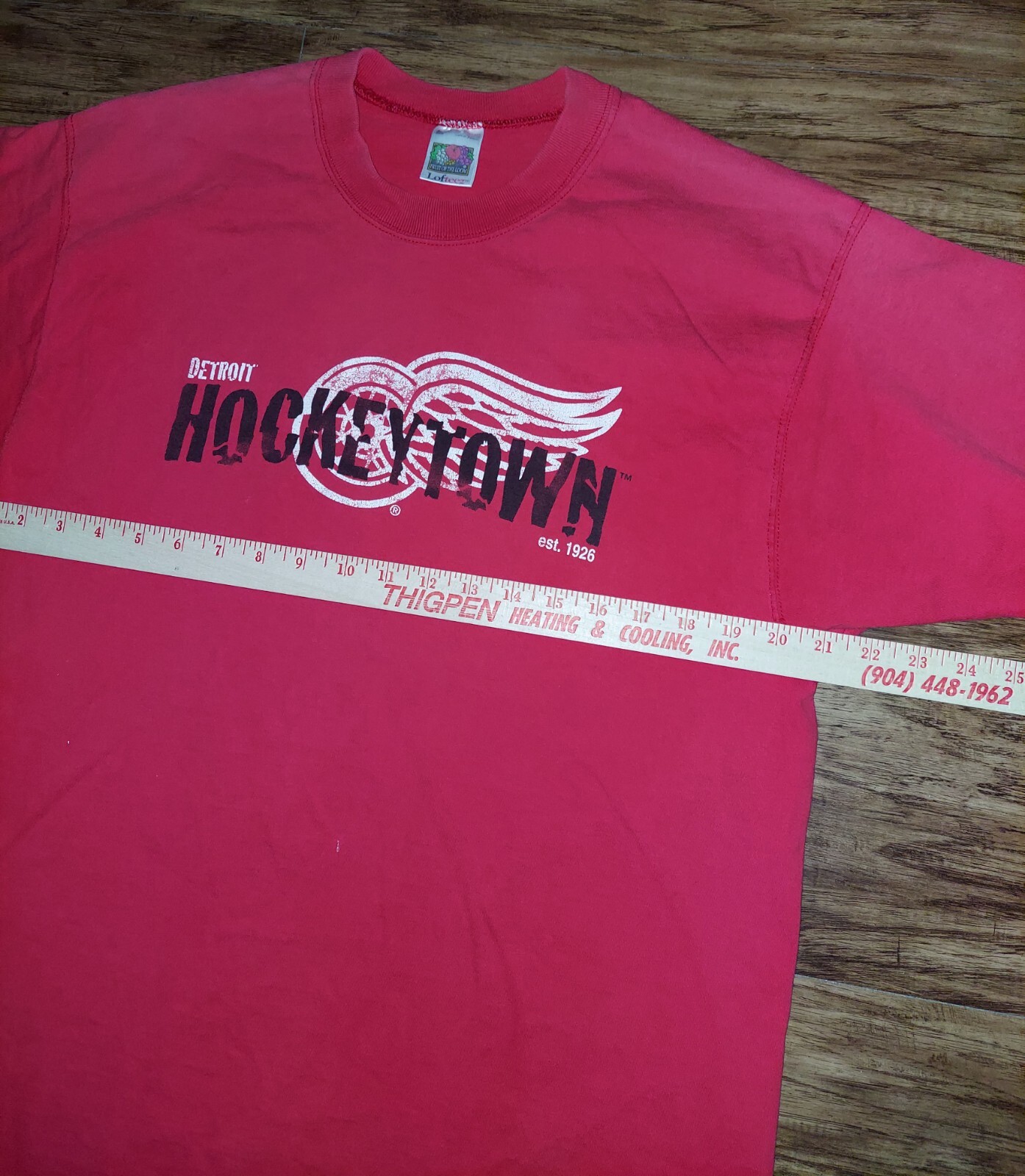 VTG DETROIT RED WINGS Hockey T-Shirt Large HOCKEYTOWN Front & Back Hit Made USA