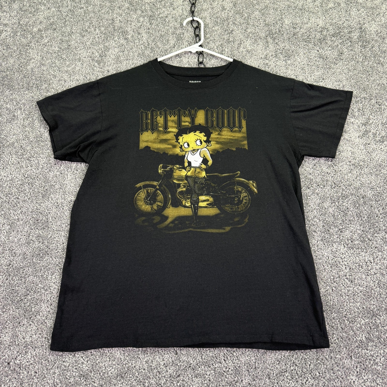 Brisco Brands Shirt Mens Large Black Betty Boop Motorcycle Graphic Tee Biker