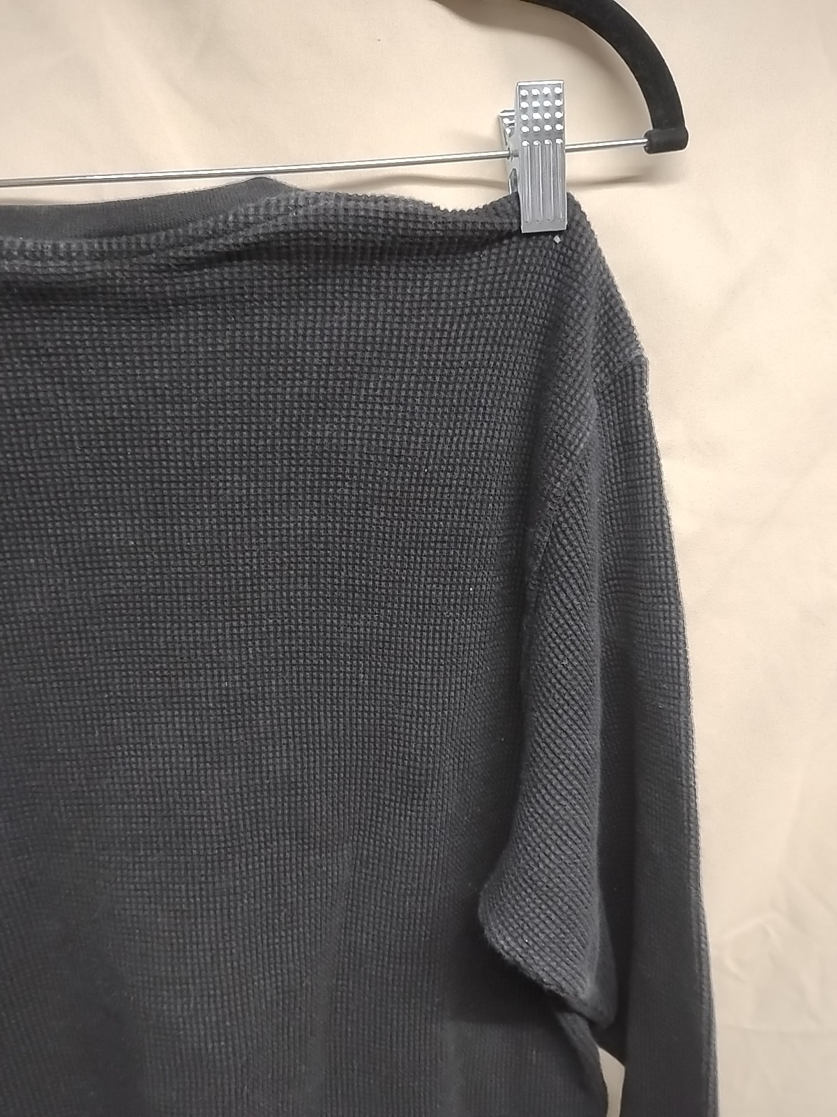 GemRock Heavy Weight Men Size 2XL Black Long Sleeve Waffle Texture Thermal Shirt