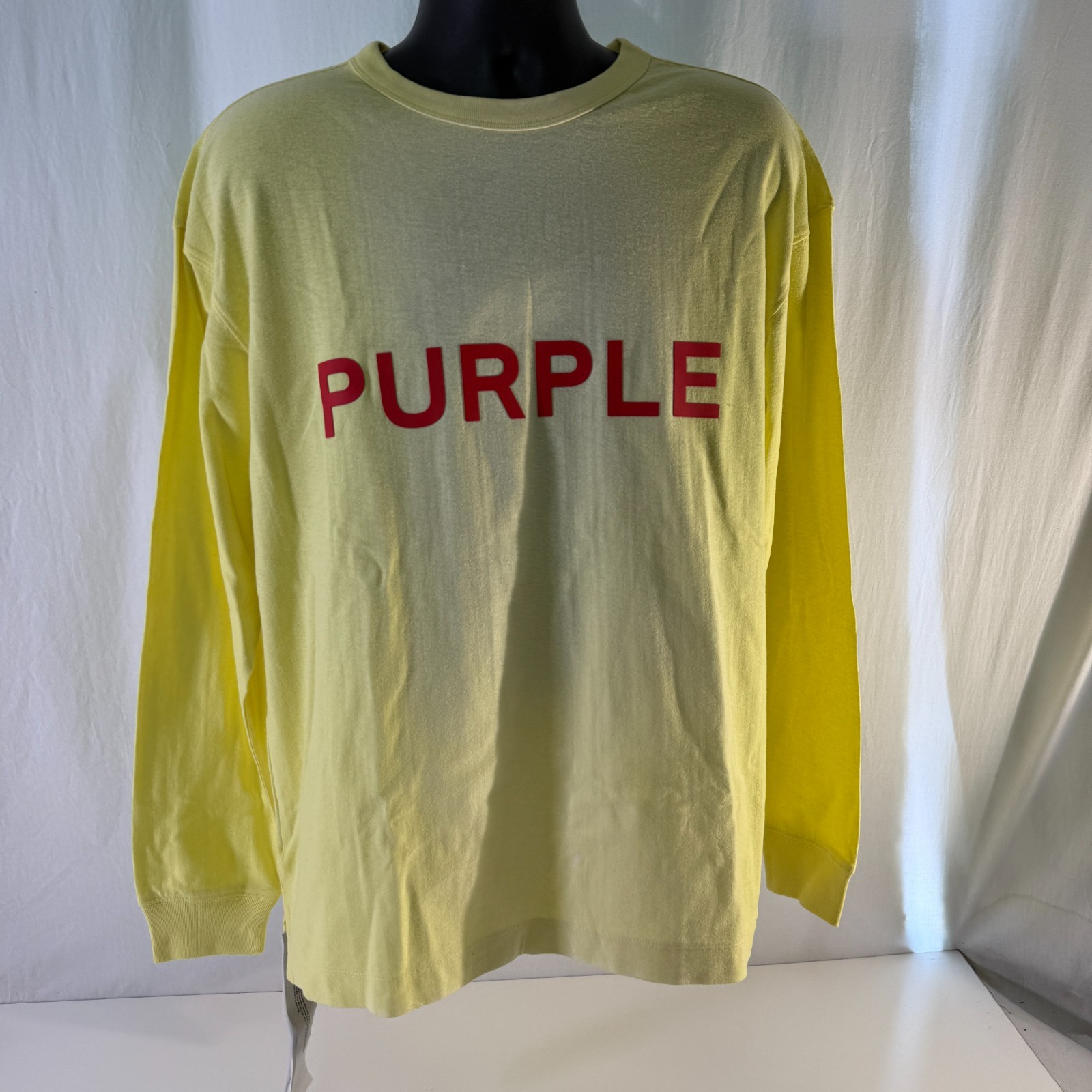 Purple Brand T-shirt Mens Size Medium LS Yellow Red Applique Sun Dyed Hang Tag