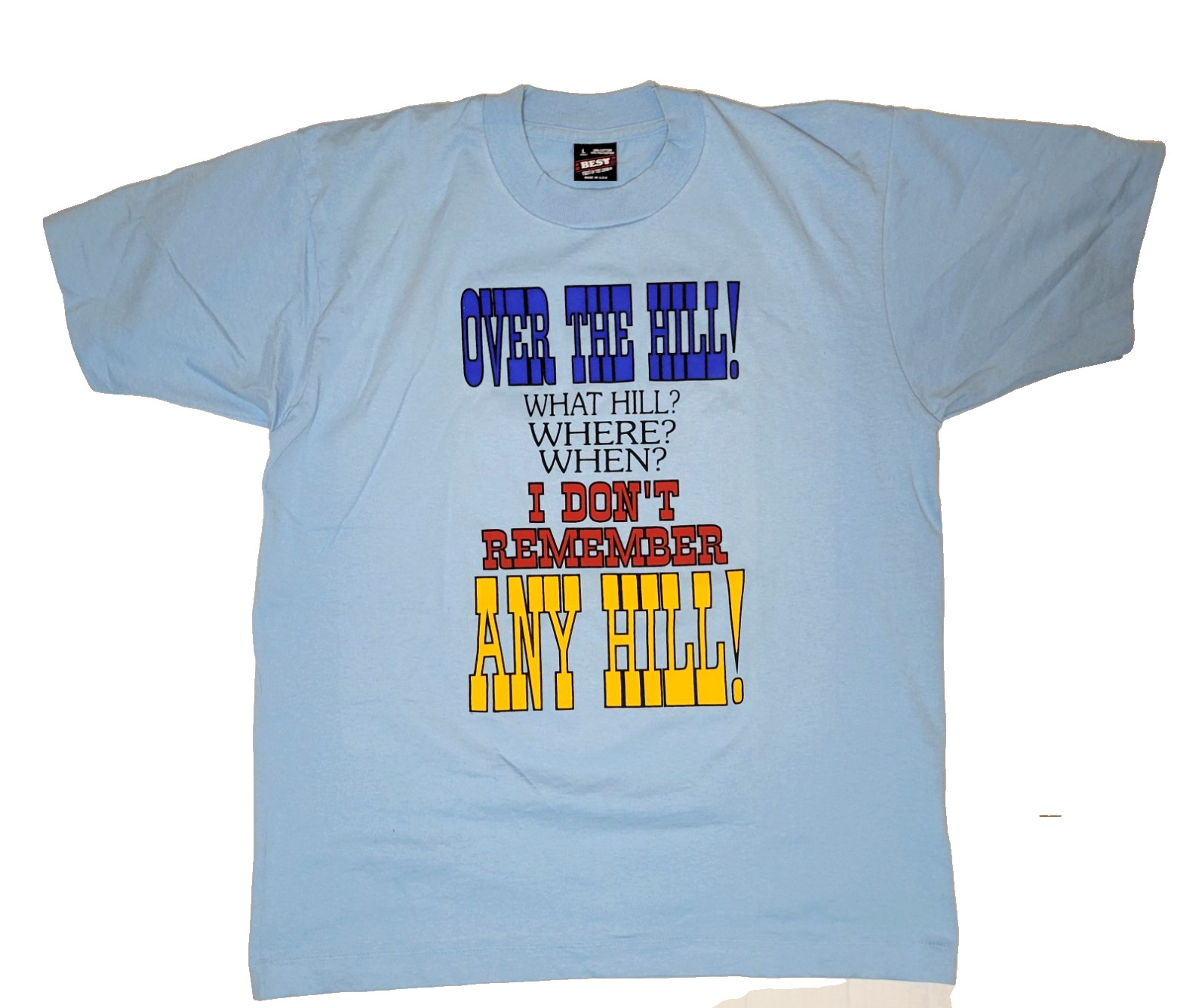 VTG Over The Hill T shirt Men’s Large Grandpa Graphic Tee Blue Single Stitch 90s