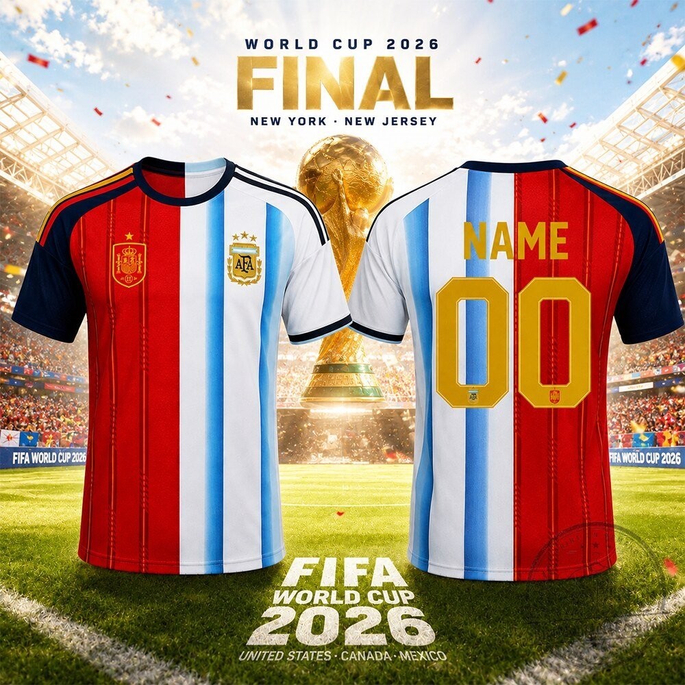Argentina Vs Spain World Cup 2026 Final Half And Half 3D T-shirt All Size GG331