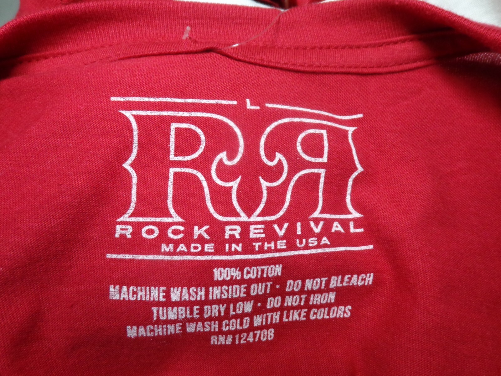 Rock Revival T Shirt Men’s L Red Short Sleeve Big Logo Double Sided New With Tag