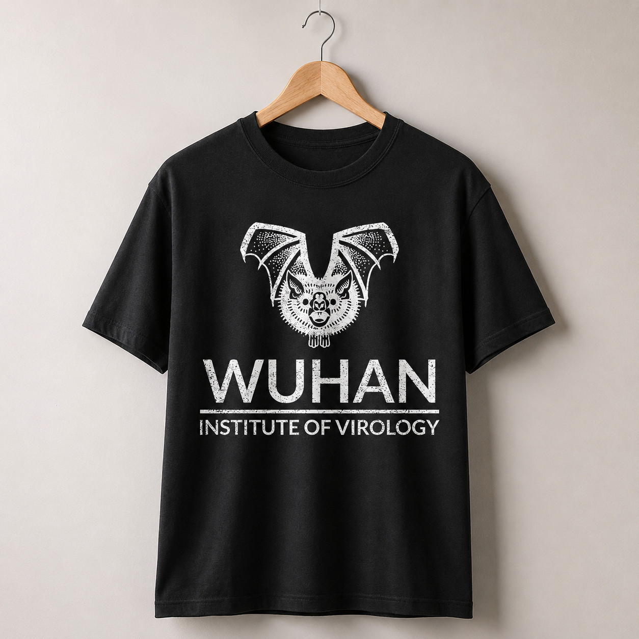 Funny Wuhan Institute of Virology Parody T-Shirt Vintage Bat Graphic Humor Tee
