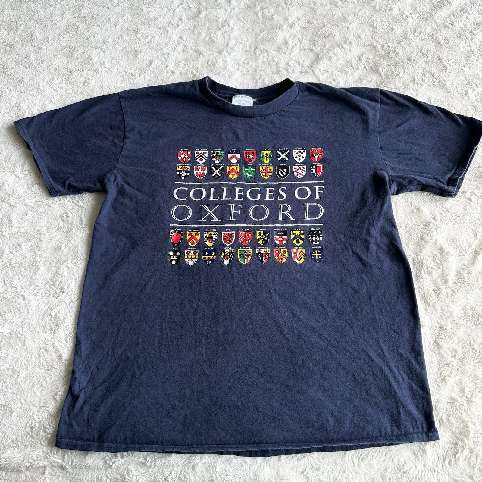 Vintage Oxford University Shirt Tee Mens Large College Crests England 90s Vtg SS