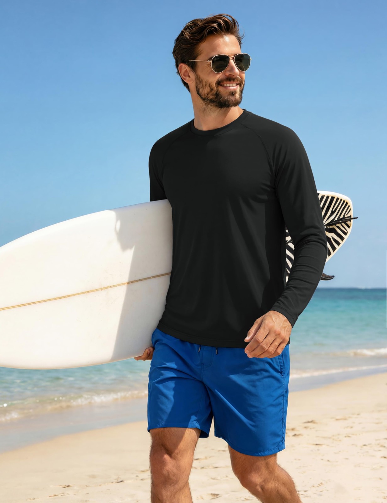 4 Pack Men’s Shirts Long Sleeve Sun Protection UPF 50+ UV SPF Dry Fit T-Shirt…