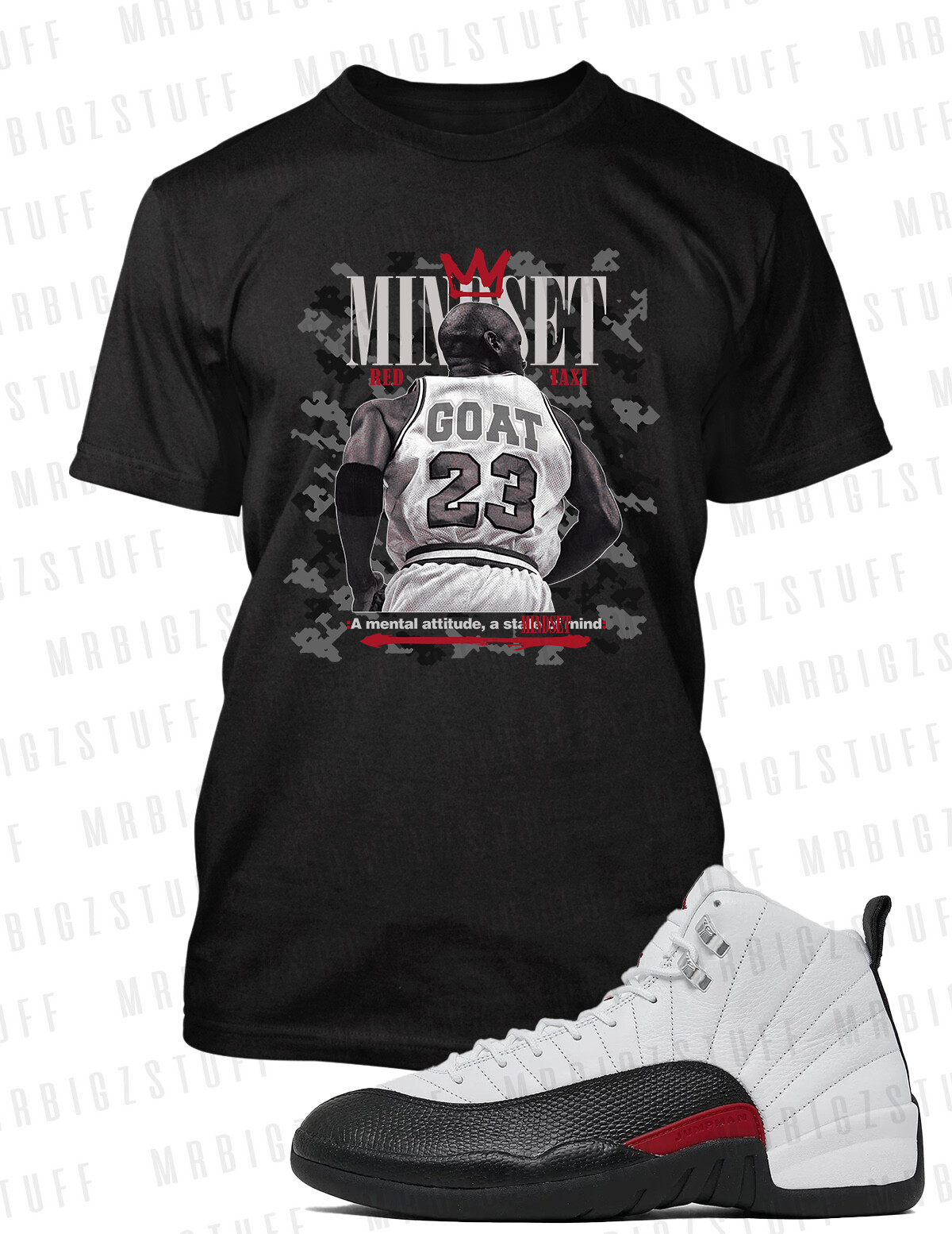 Mindset Goat Big Tall Graphic Pro Club Shaka Tee to Match J12 Red Taxi Sneaker T