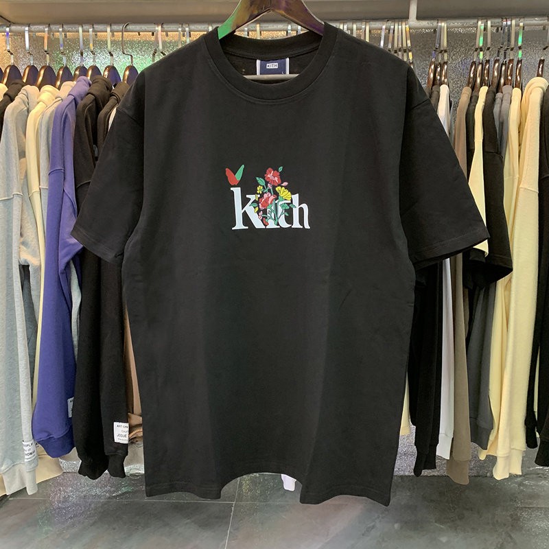 KITH Begonia Floral Logo Tee Cotton Couple Short Sleeve T-Shirt