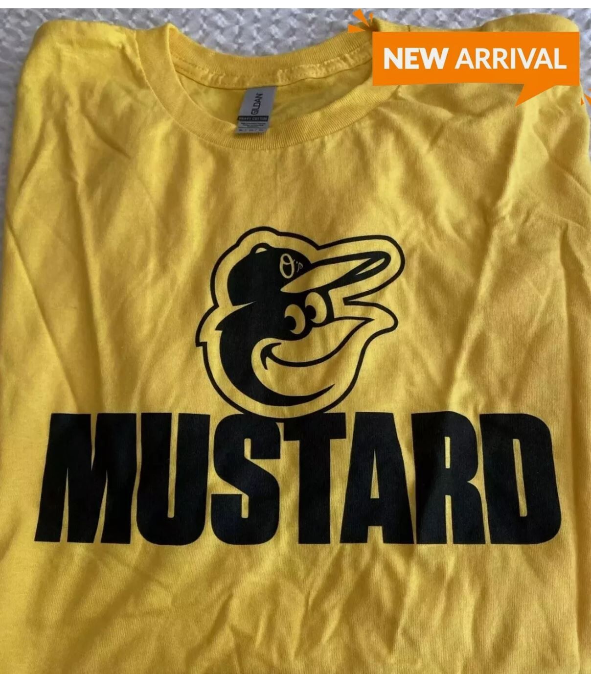2024 Baltimore Orioles ~ Mustard Hot Dog Race T-Shirt – Gold Color – All Size