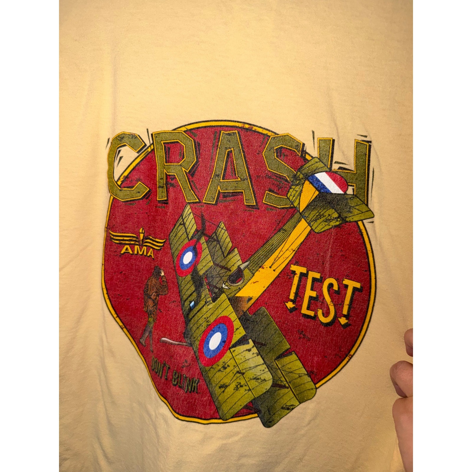 Gildan Ultra Cotton Crash Test Aviation Biplane Graphic T-Shirt Yellow XL