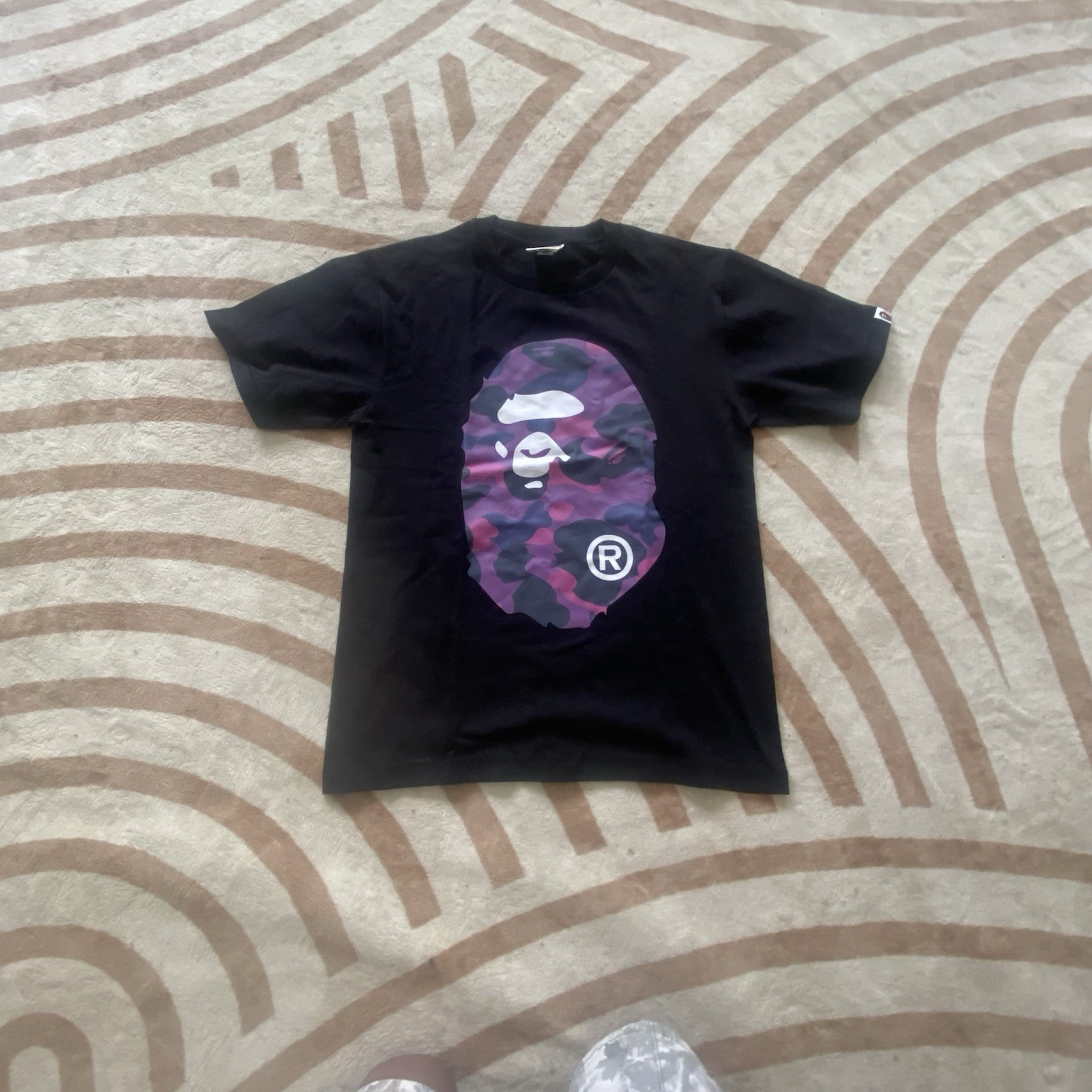 A Bathing Ape BAPE Men’s Black Camo Ape Head Logo Cotton T-Shirt M/L