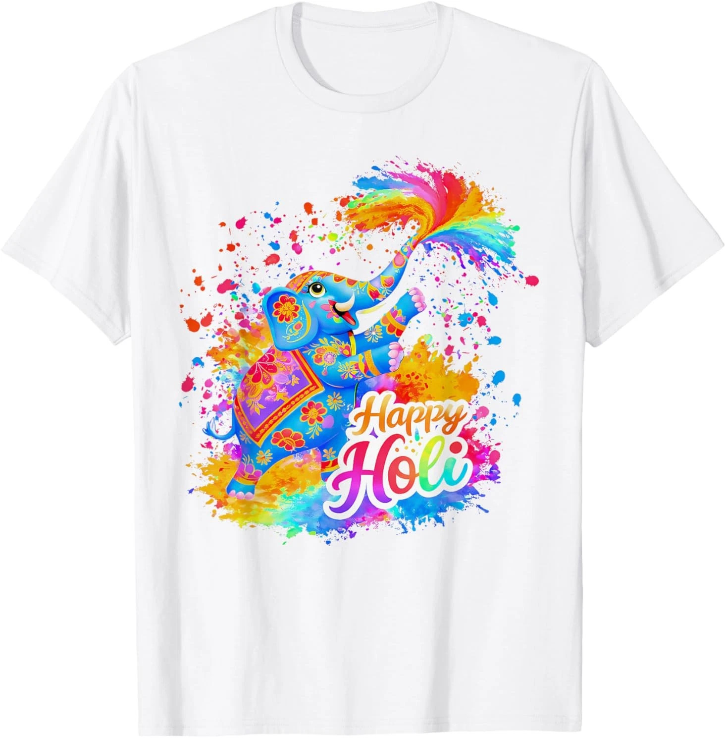 Happy Holi 2026 Hindu Colorful Elephant Festival T-Shirt