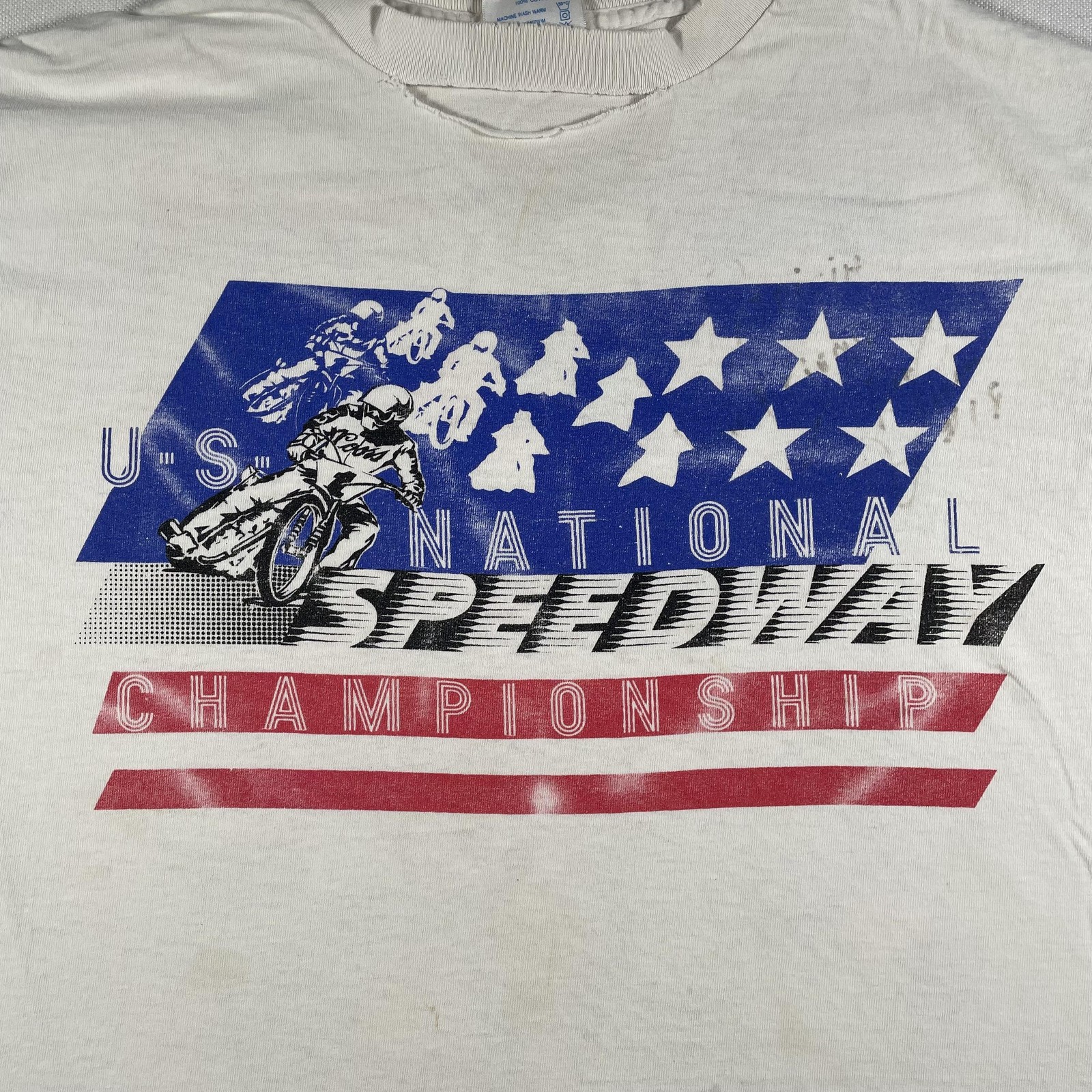 Vintage Speedway Racing Shirt Mens Large White Coors USA Moto Championship 80s