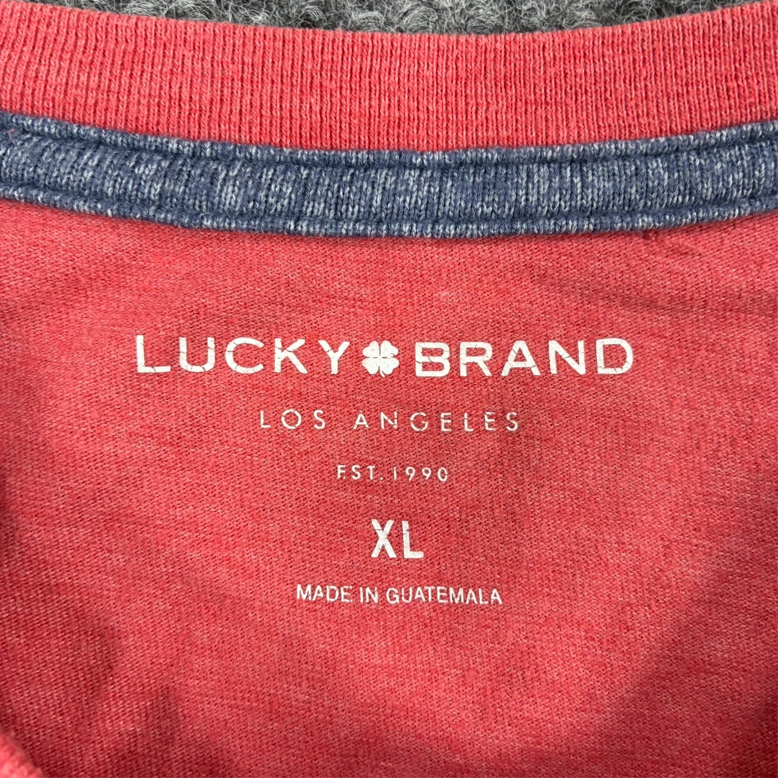 Lucky Brand Mens XL Coral Heather Crew Neck Short Sleeve Casual T Shirt