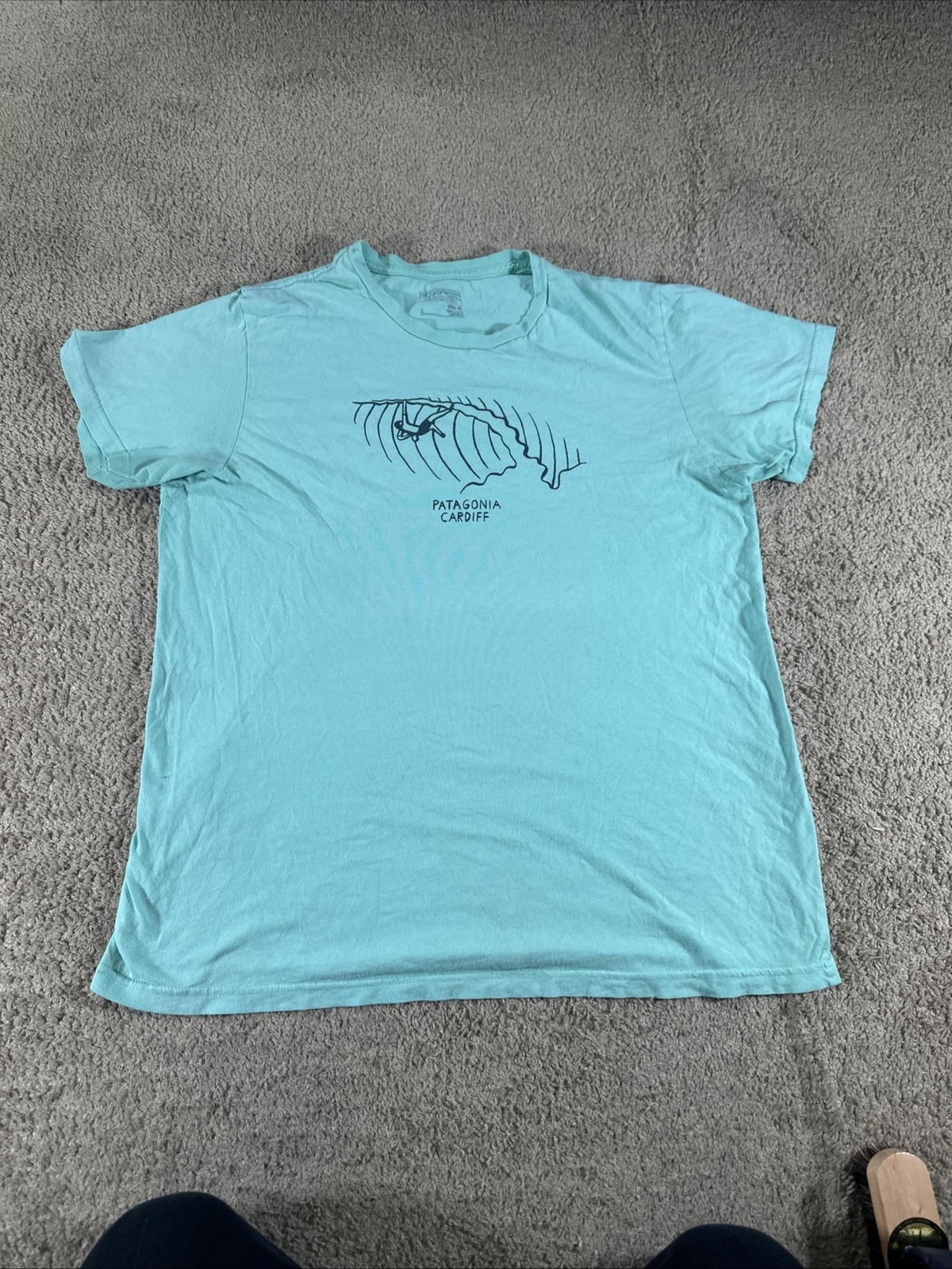Patagonia Cardiff Surf Shirt Mens Large Blue Graphic Short Sleeve Slim Fit USA