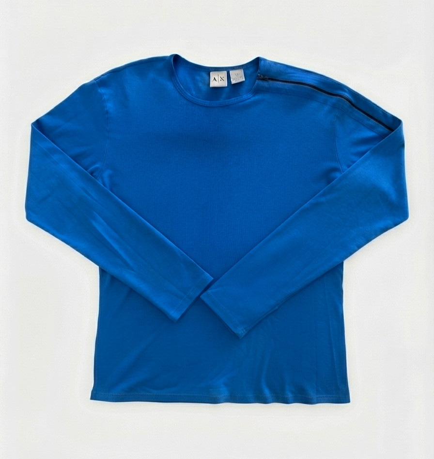 Armani Exchange Zippered Shoulder Long Sleeve Regular Fit Tshirt – M