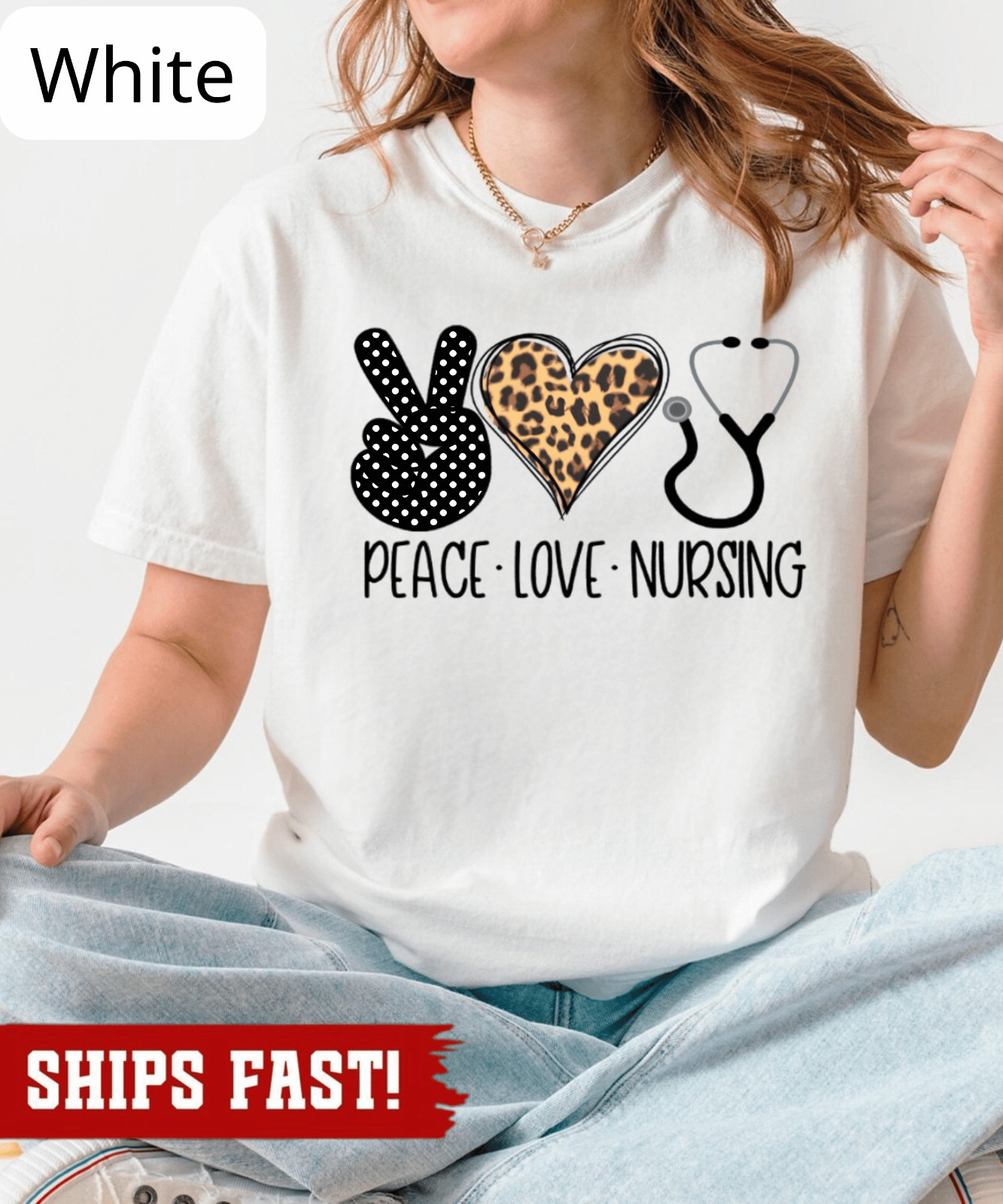 Peace Love Nursing RN Love Nurse Novelty Shirt