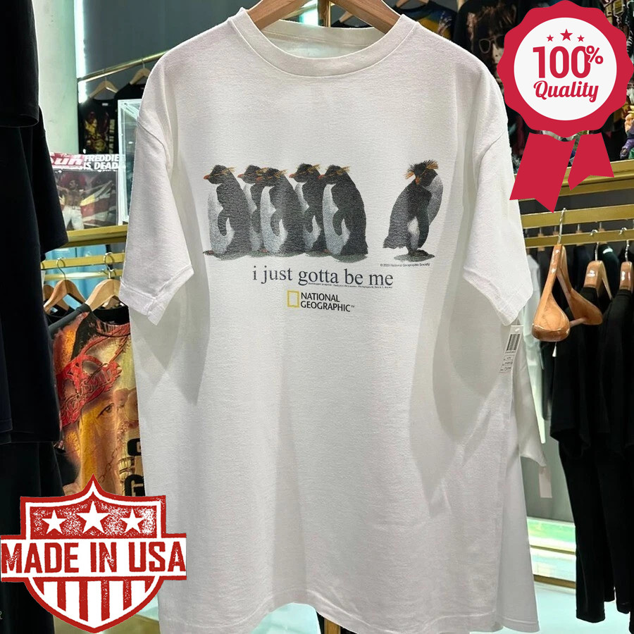 2001 ‘I JUST GOTTA BE ME’ ROCKHOPPER NAT GEO RARE WHITE T-SHIRT