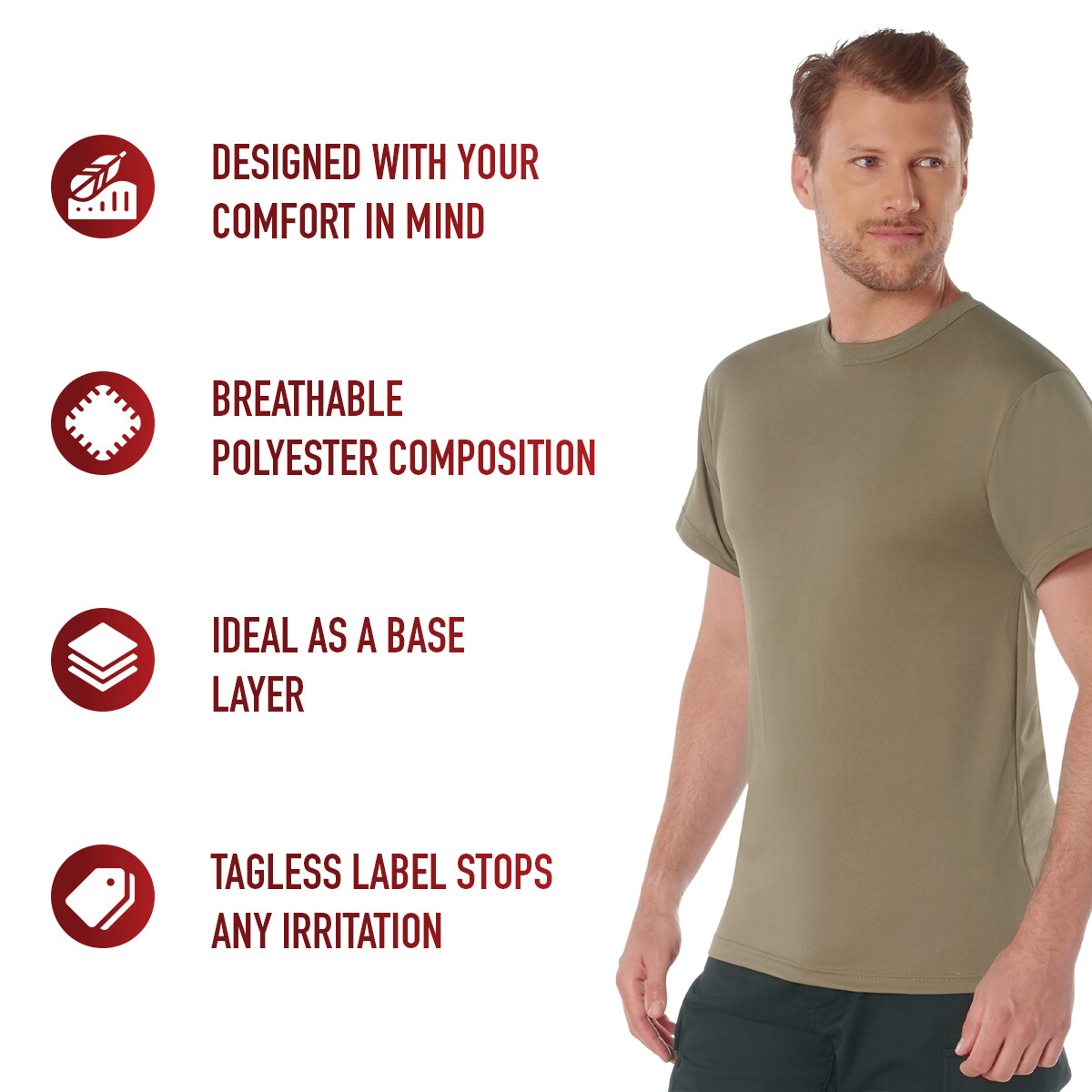 Mens Coyote Brown Quick Dry AR 670-1 Compliant Moisture Wicking Tee Shirt TShirt