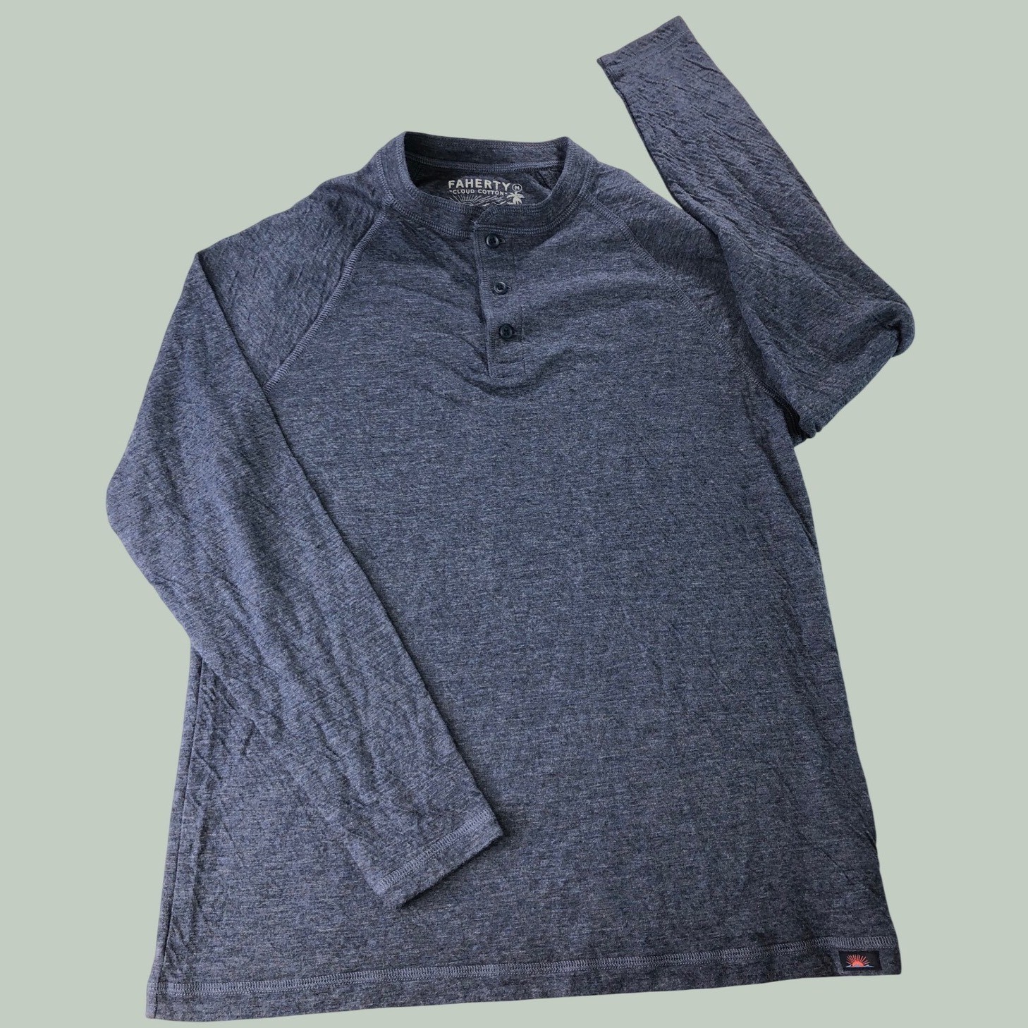 Faherty Cloud Cotton Henley Mens Medium Navy Blue Long Sleeve Pima Modal MKC0077