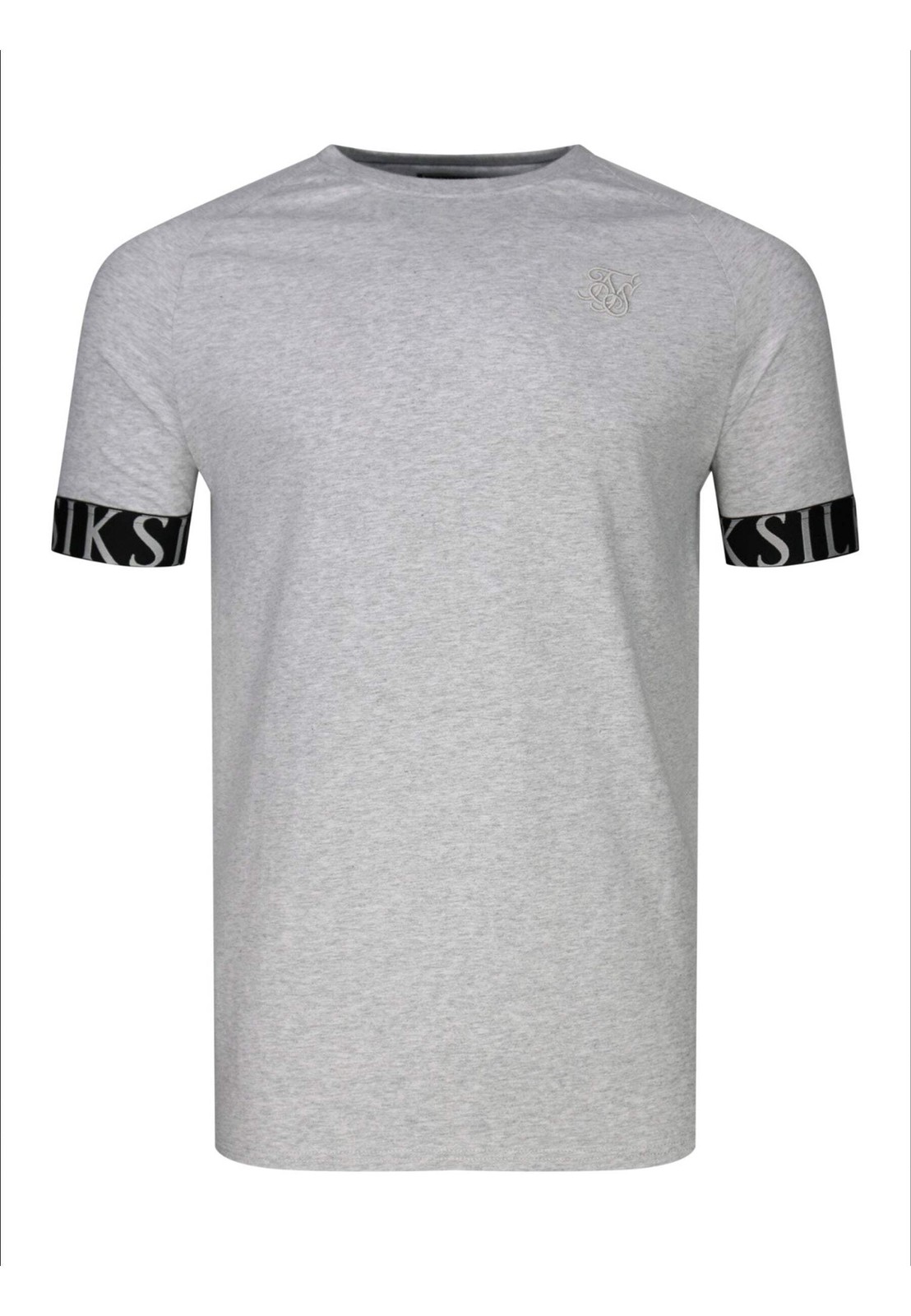 SikSilk Men’s Muscle Fit Short Sleeved Tech T-Shirt Tee Grey Marl