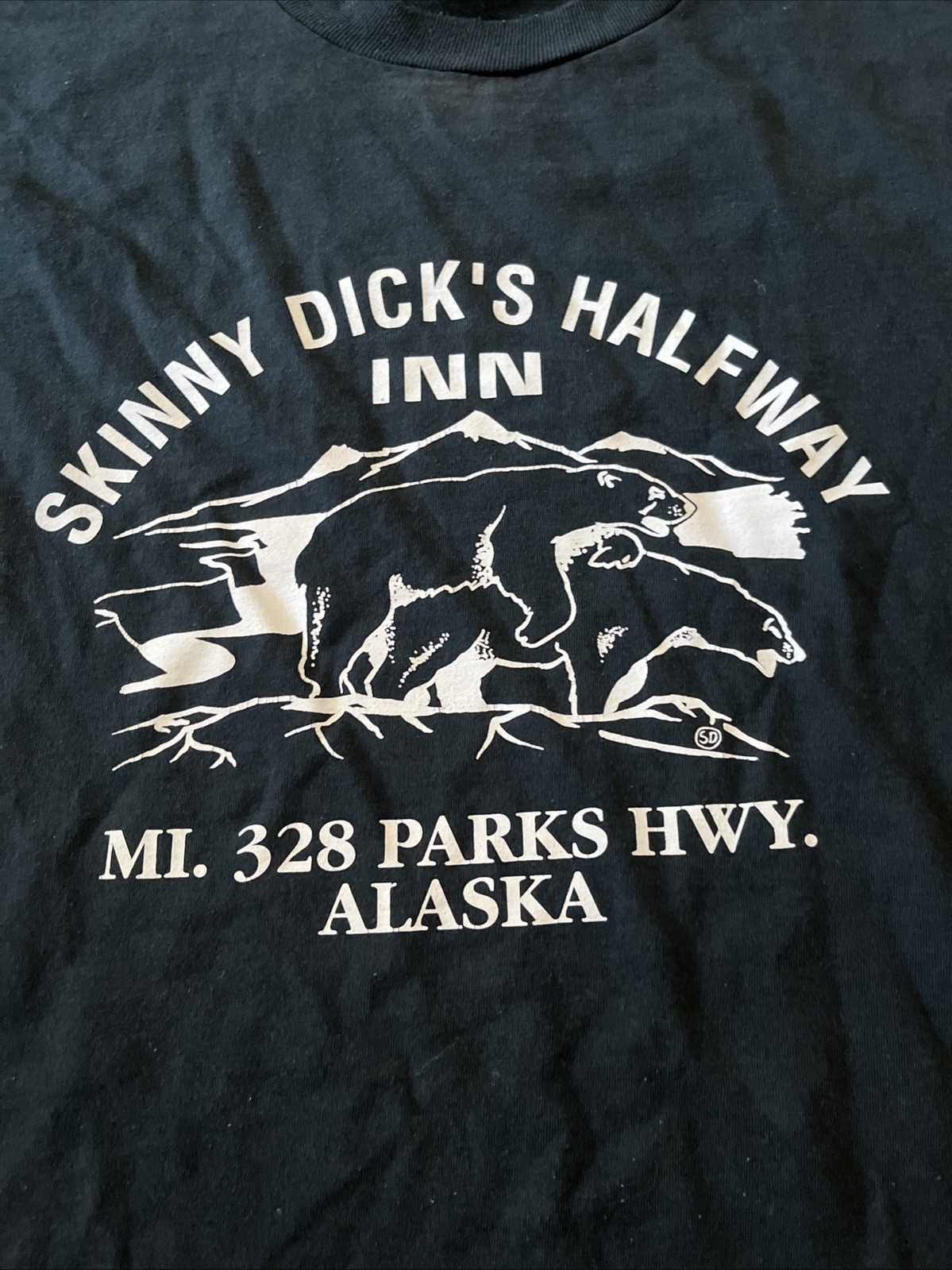 Vintage Skinny Dicks Halfway Inn T-Shirt Men’s Xl Black Polar Bears Alaska
