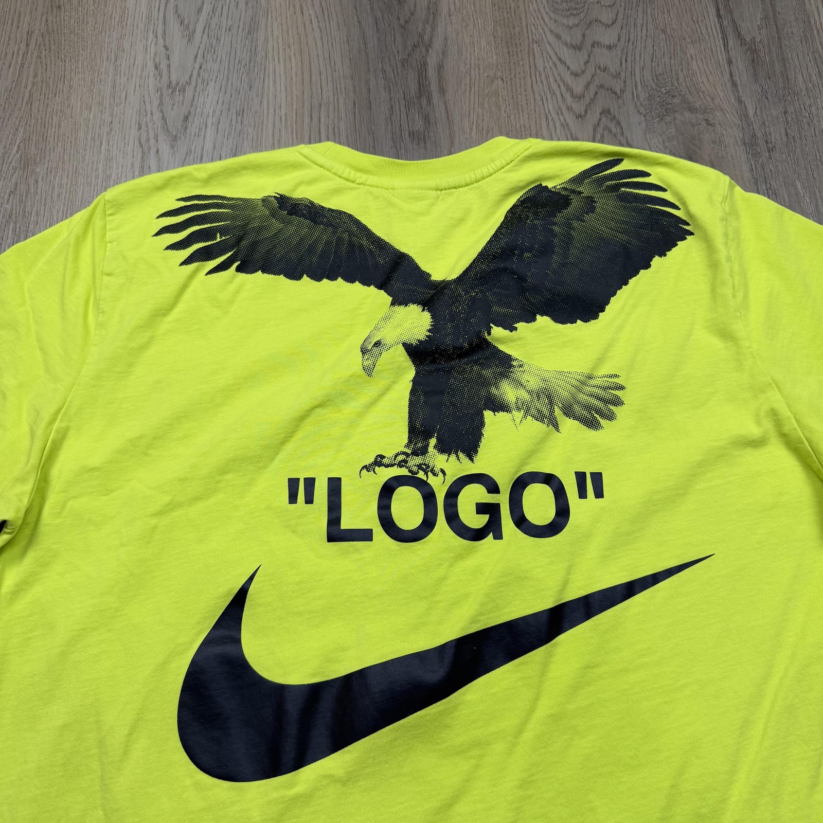 Nike Shirt Mens XL Volt Yellow Off-White Logo Eagle Air Force 1 Graphic Tee