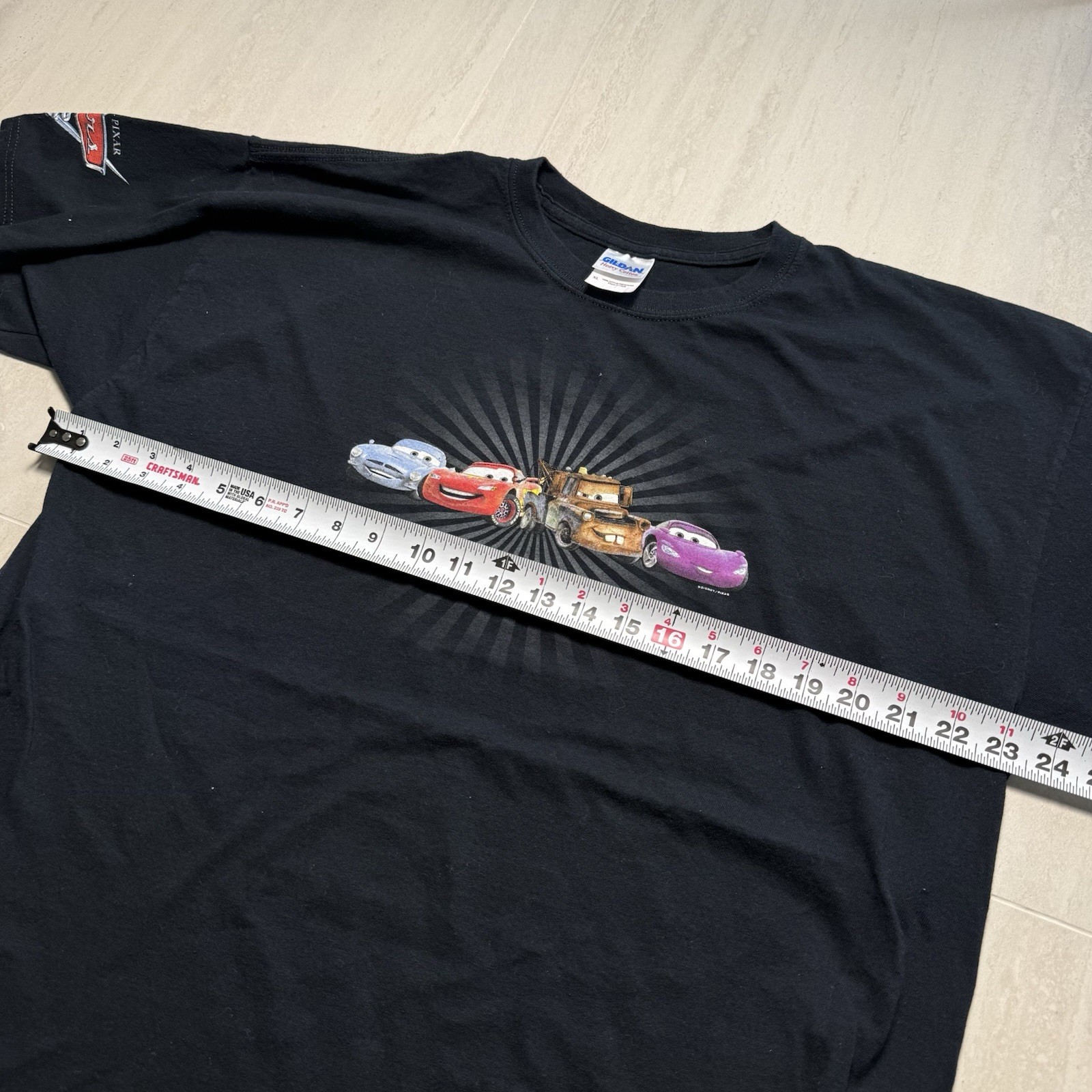 Disney Pixar Cars T-Shirt XL Black Gildan Heavy Cotton State Farm Promo