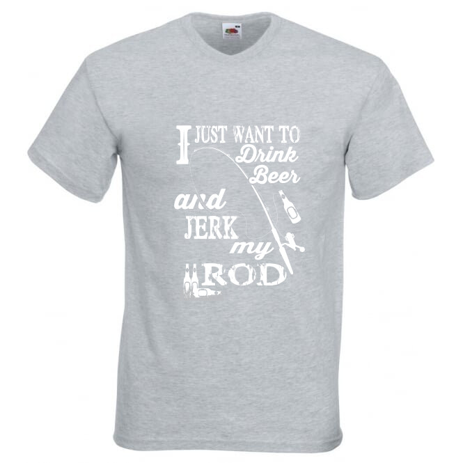 Fishing Drink Beer And Jerk Rod Humour Novelty T Shirt Various Colours And Sizes