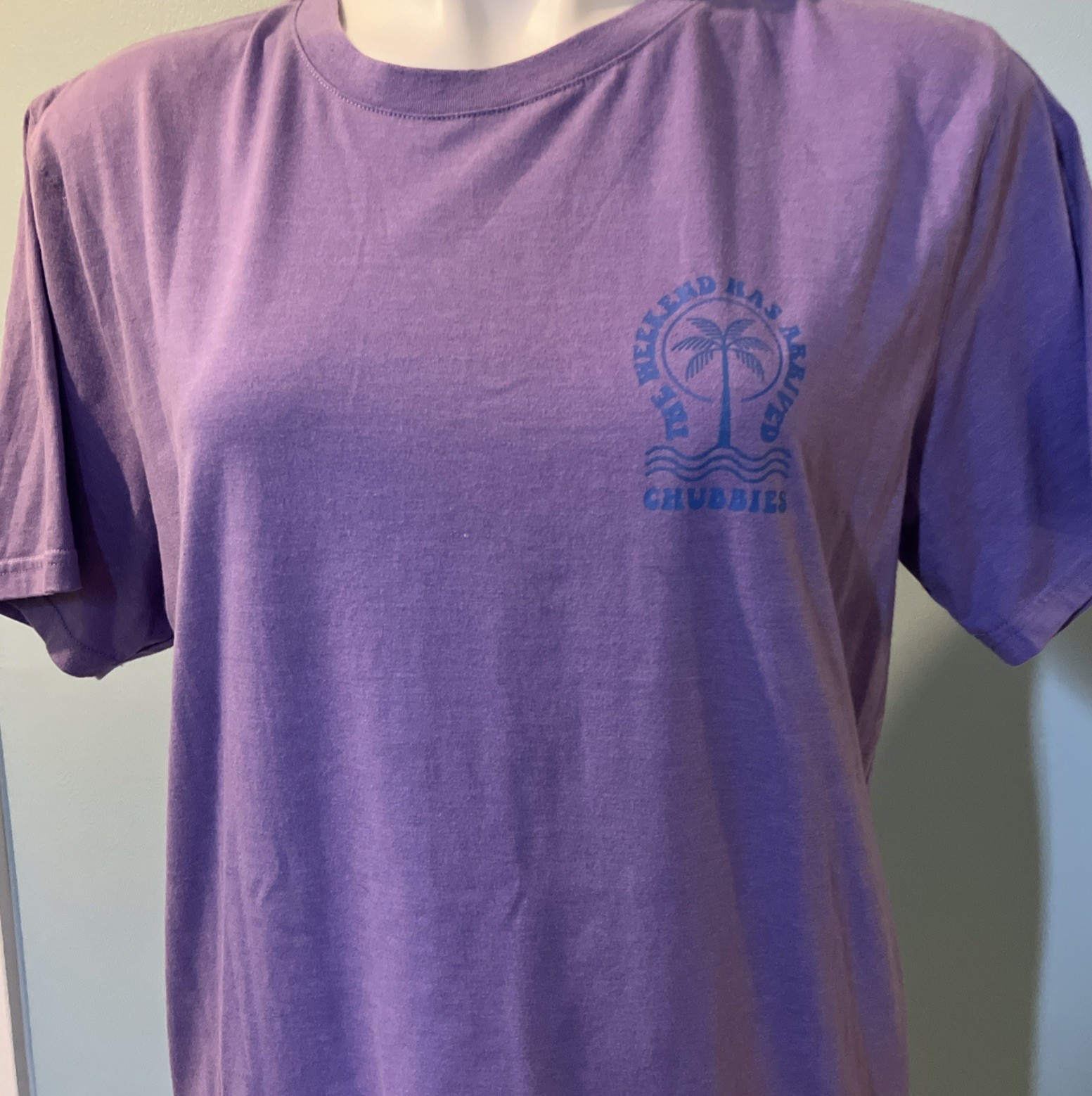 Chubbies T Shirt Weekend Has Arrived Purple The Relaxer Short Sleeve Mens L