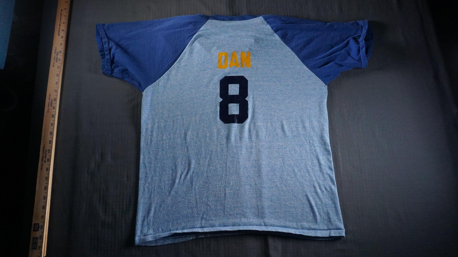 Vintage Mr. Bill Show Shirt Mens Large Blue Raglan V Neck Russell Made USA 80s