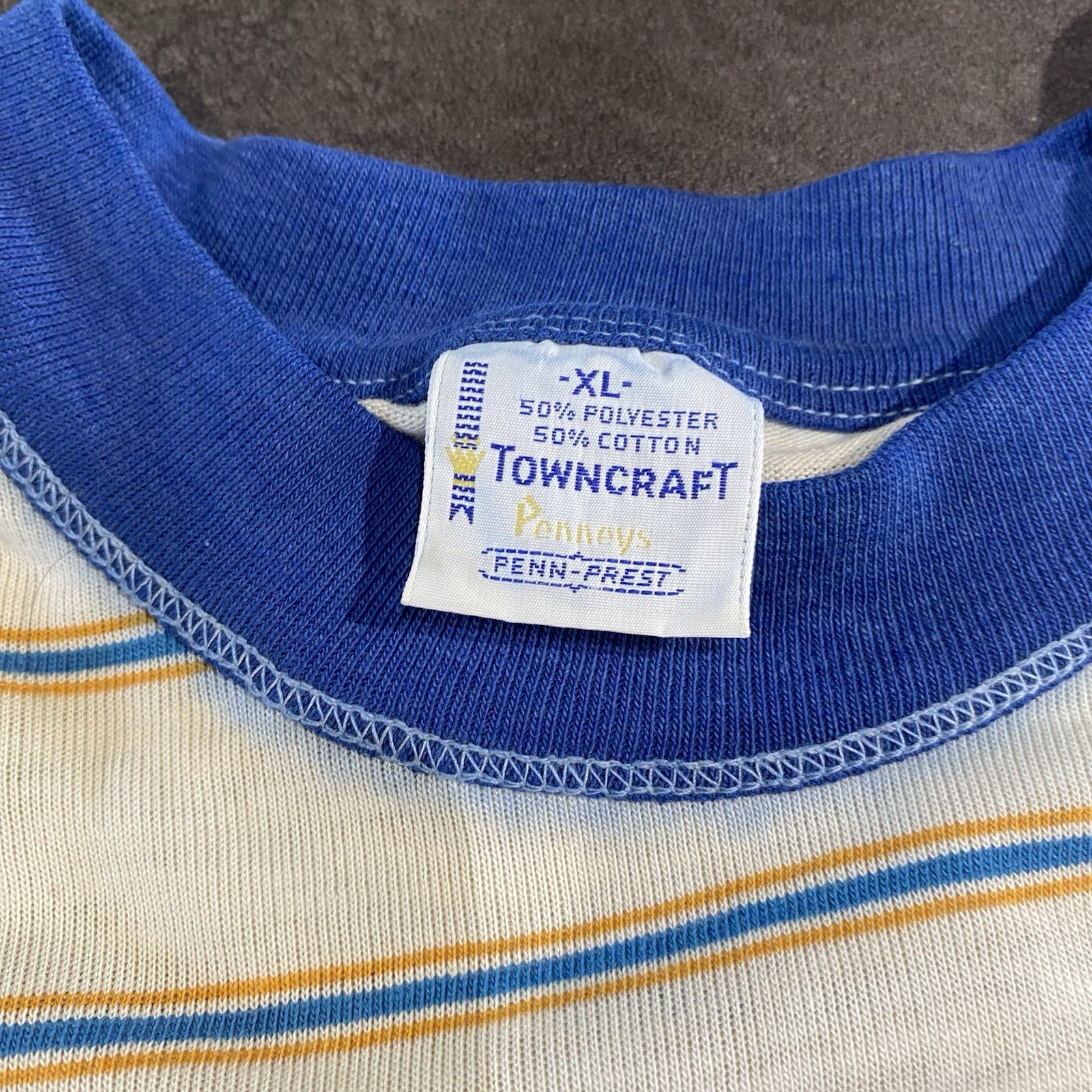 Vintage 60s 70s Montgomery Ward Striped T Shirt XL Distressed Worn Faded Surf