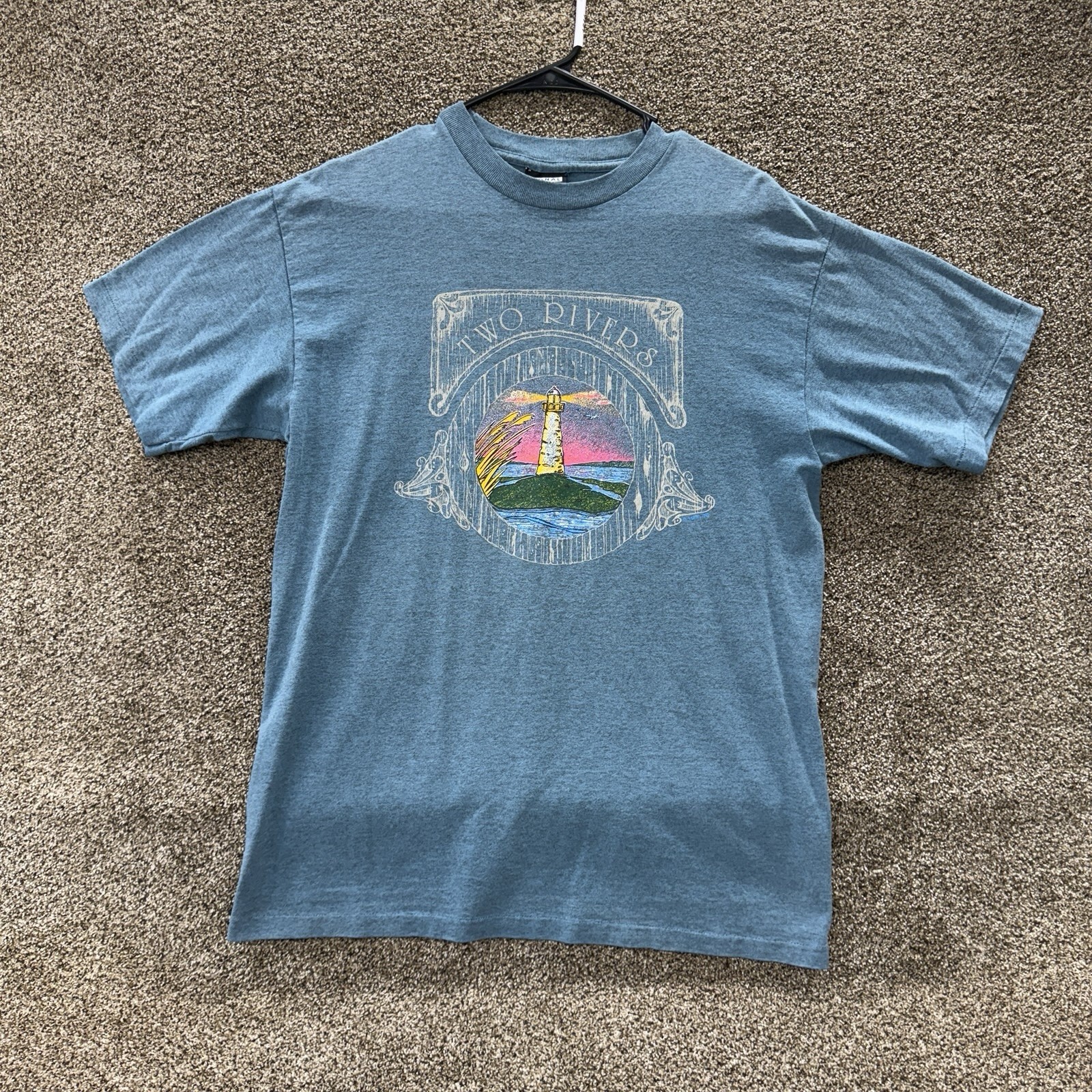 Vintage Signal Sports Two Rivers WI Blue T-Shirt Size L Single Stitch
