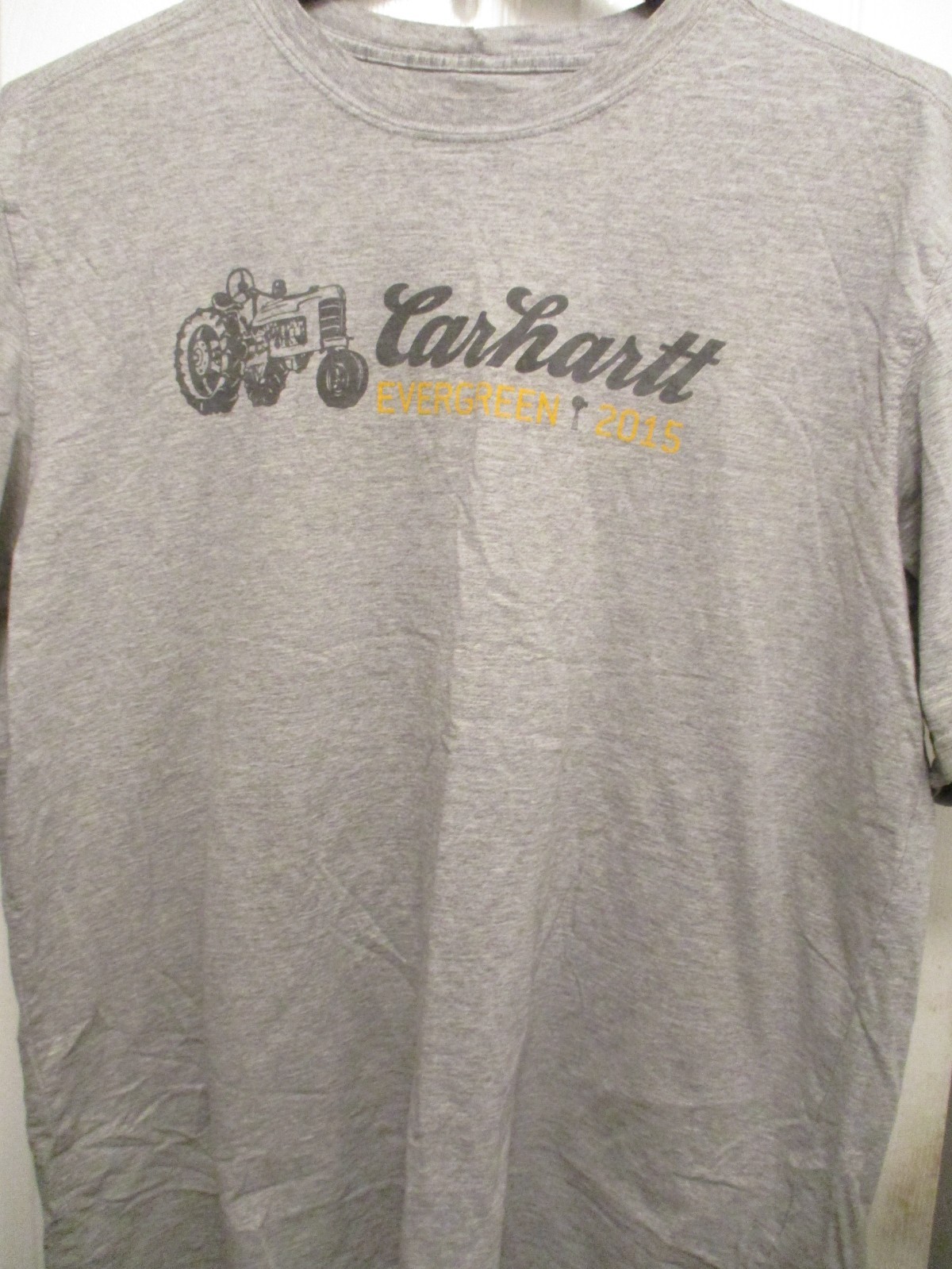 Gray CARHARTT Evergreen 2015 Logo T Shirt XL Relaxed Fit 90% Cotton 10% Poly