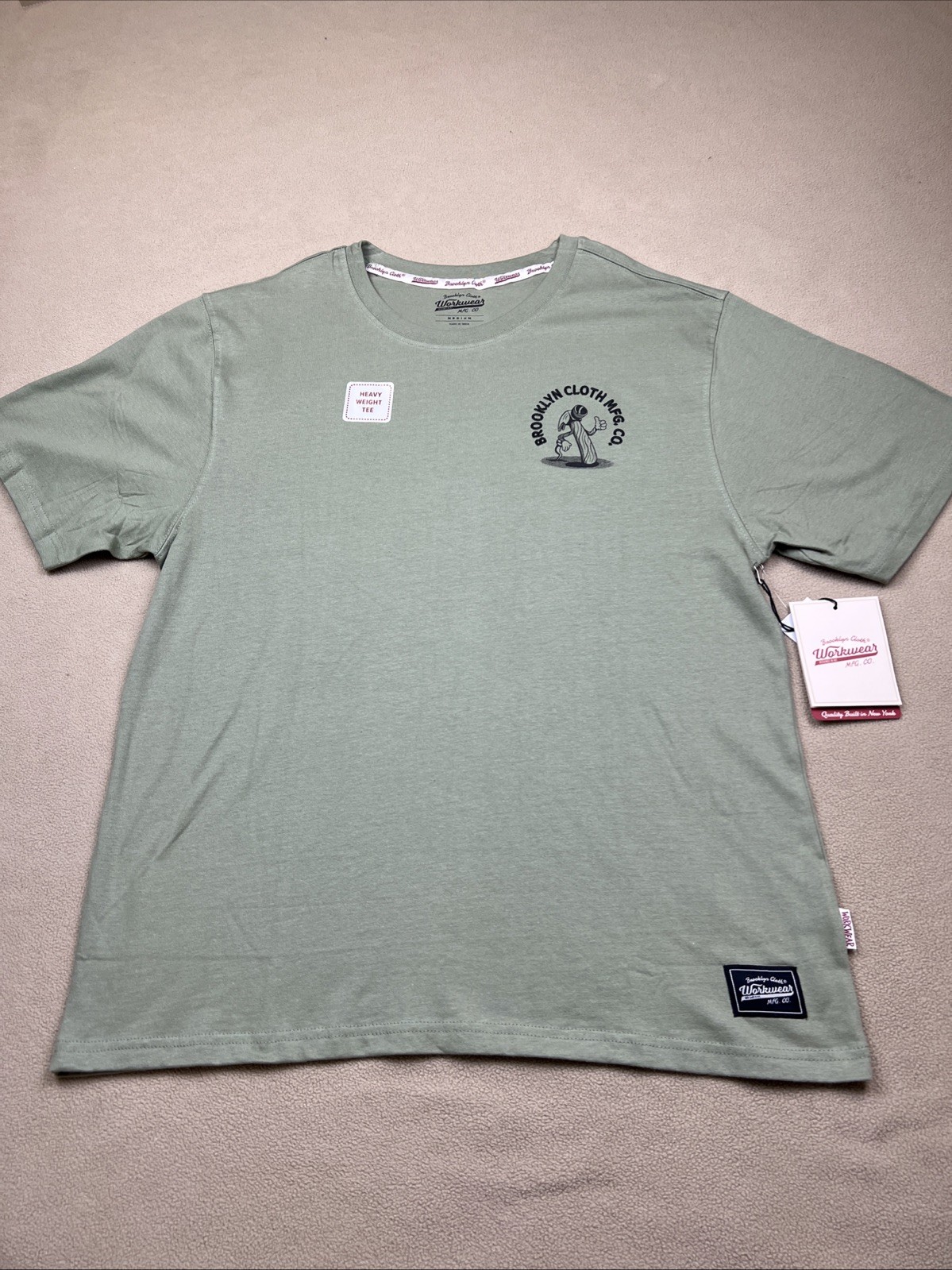 Brooklyn Cloth Workwear The Heavy Weight Tee T-Shirt, Sage, Men’s Sz M