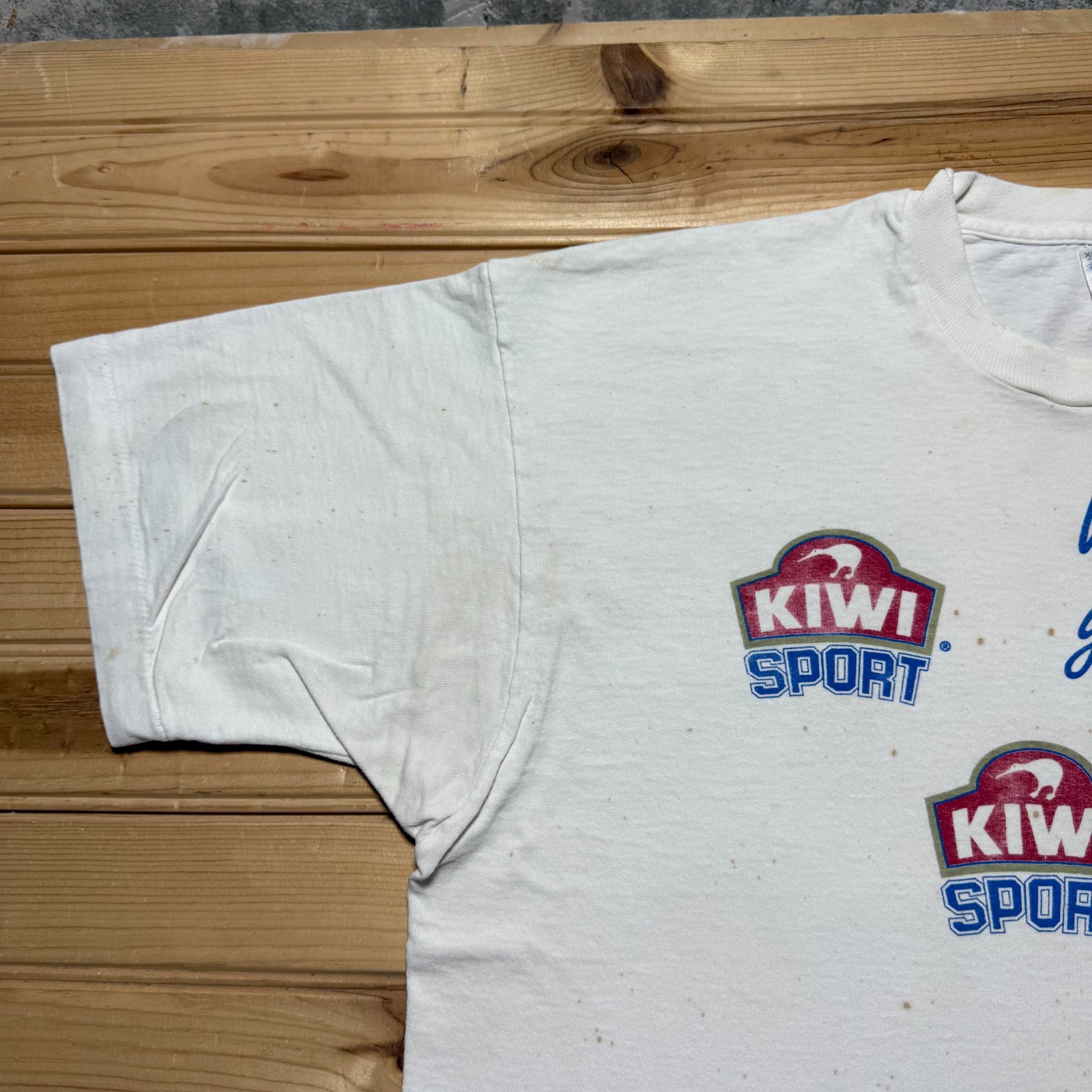 Vintage 90s Kiwi Sport Shoe Care Polish Graphic Advertising Promo T-Shirt USA XL